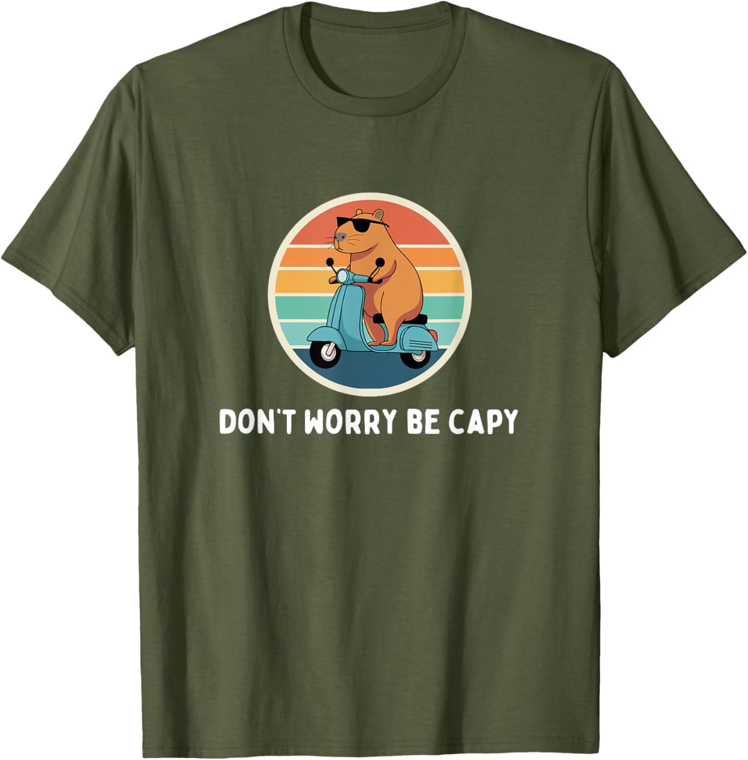 Funny Capybara T-Shirt Don't Worry Be Capy Cute Rodent Apparel - 1