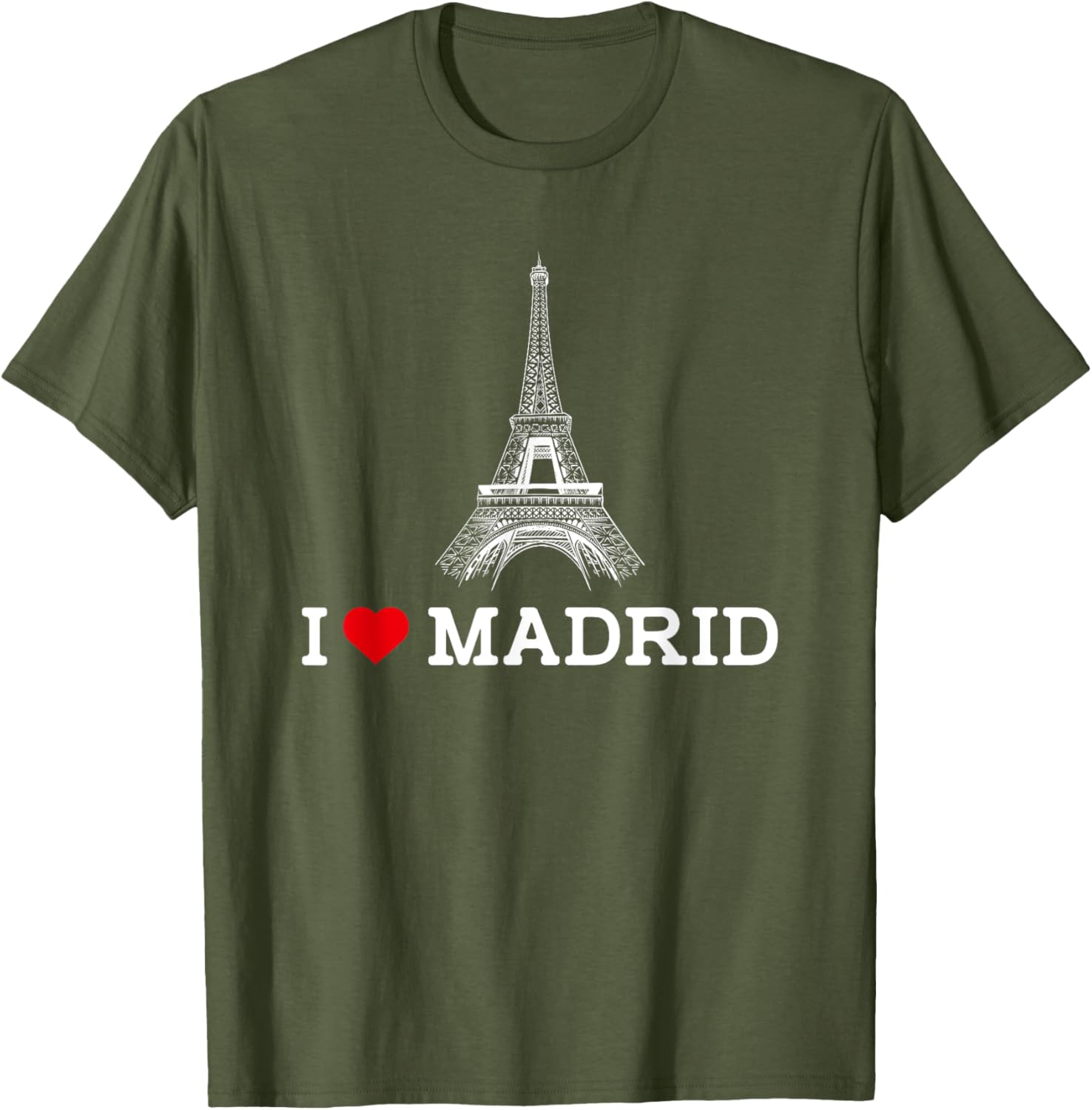 Funny I Love Madrid Eiffel Tower Prankster T-Shirt for Gag Gifts - 5