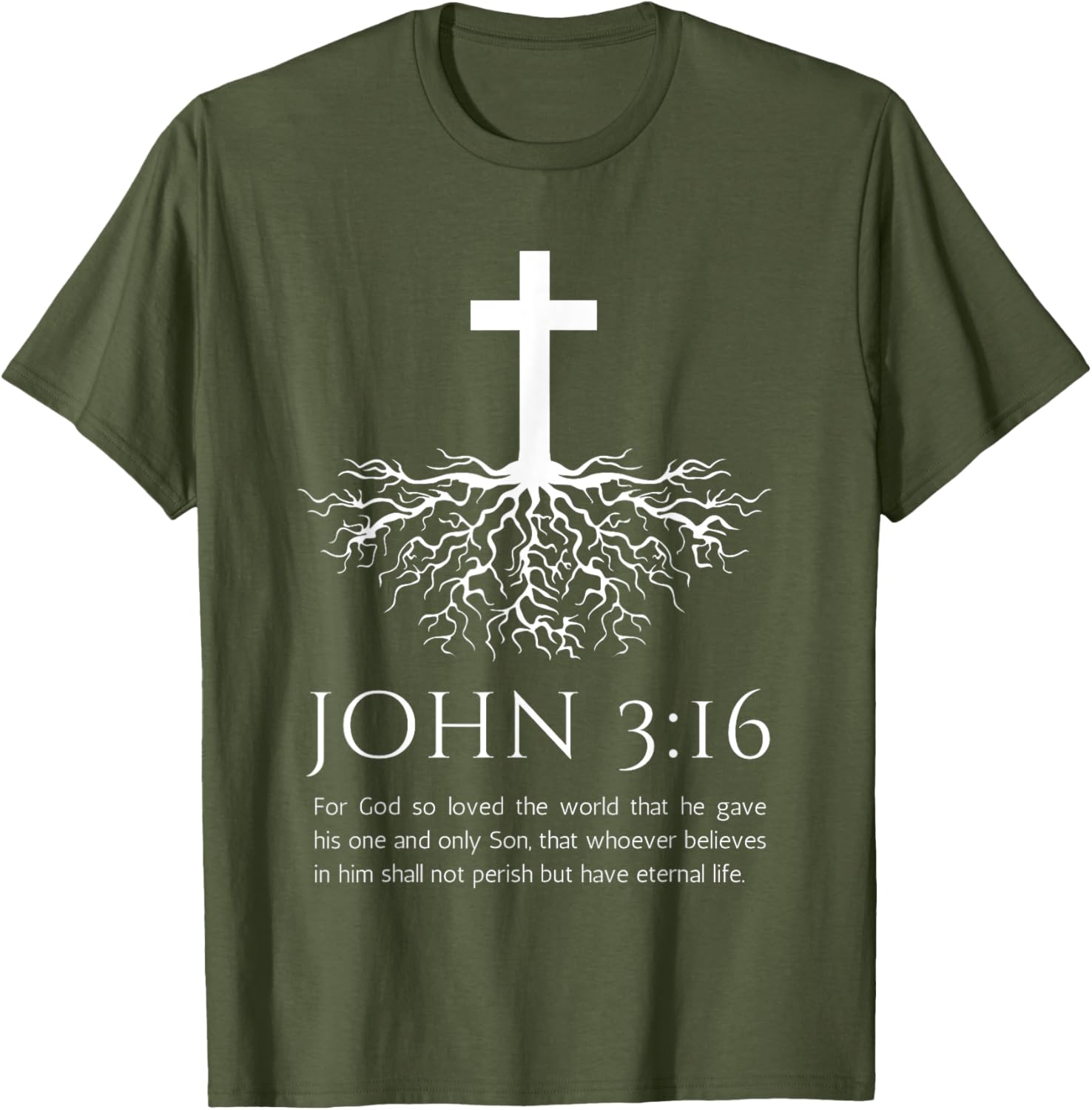 John 3:16 Jesus Cross T-Shirt with Tree Design - Christian Faith Apparel - 20
