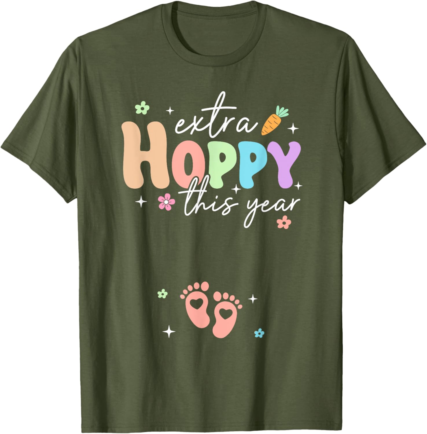 Expecting Baby Footprints Easter Day Gender Reveal T-Shirt for Moms - 4