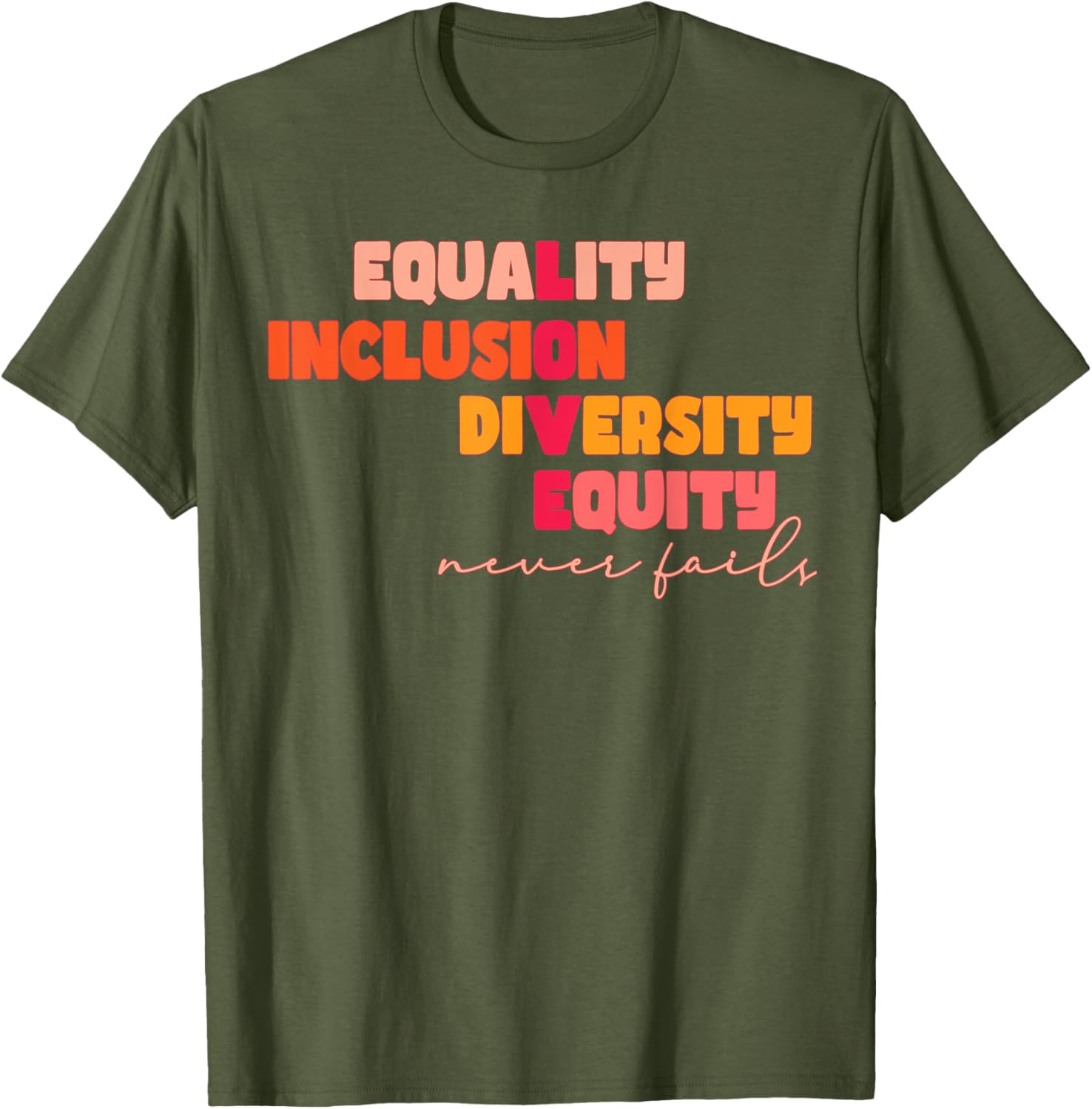 Equality Inclusion Diversity Equity Love Never Fails Teacher T-Shirt - 8