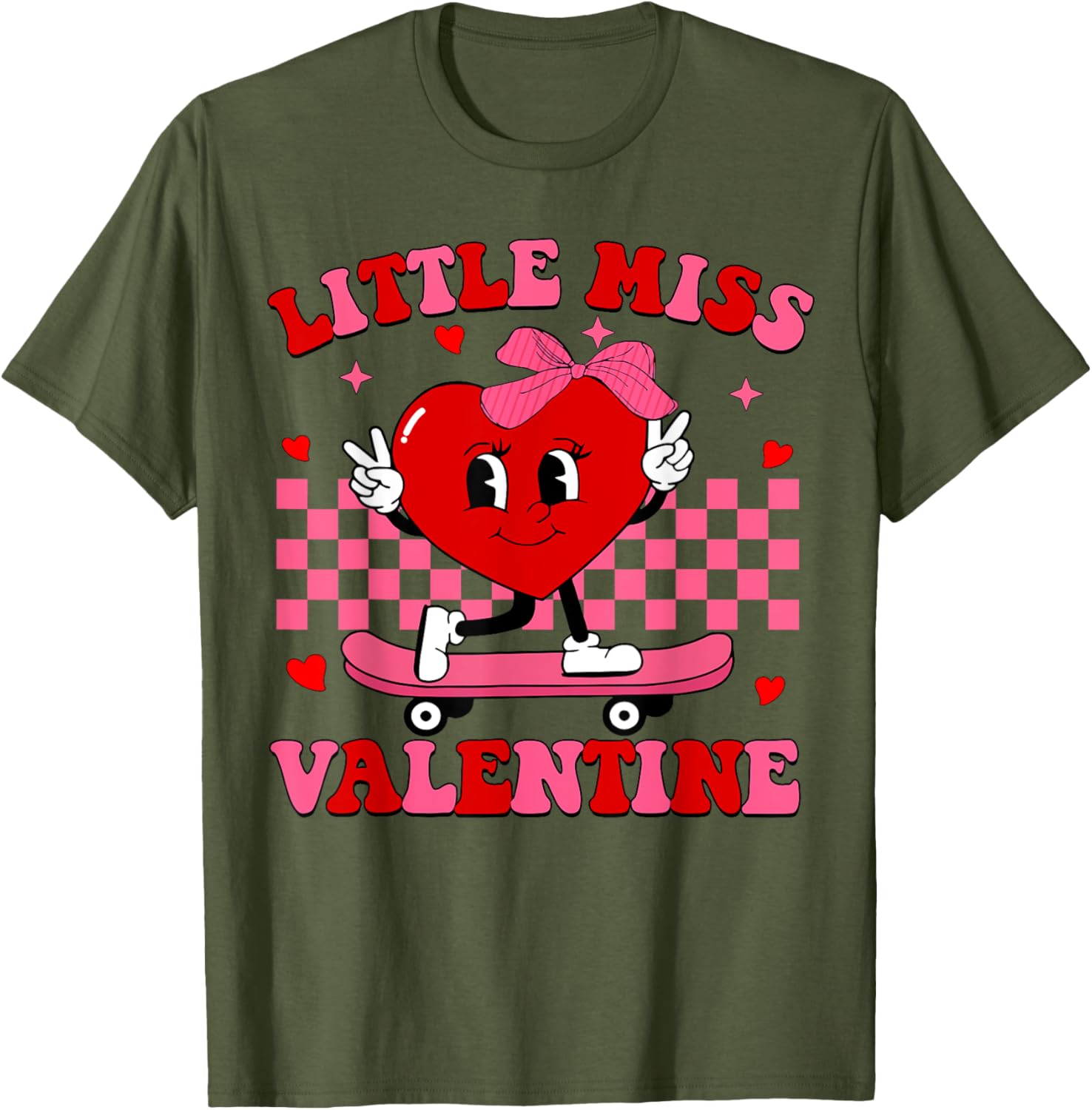 Little Miss Valentine Heart Skateboard T-Shirt for Fun-Loving Women - 14