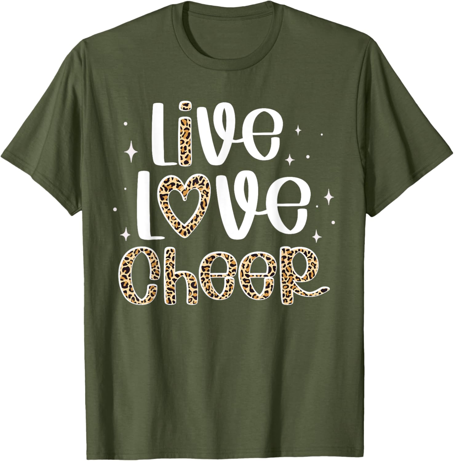 Cheerleader Live Love Cheer Leopard Print T-Shirt for Cheer Fans - 12
