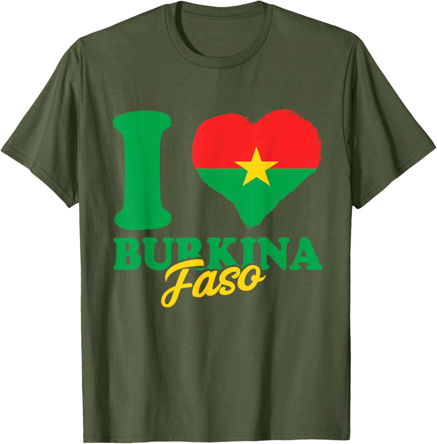 I Love Burkina Faso Heart T-Shirt with Burkina Faso Flag Design - 21