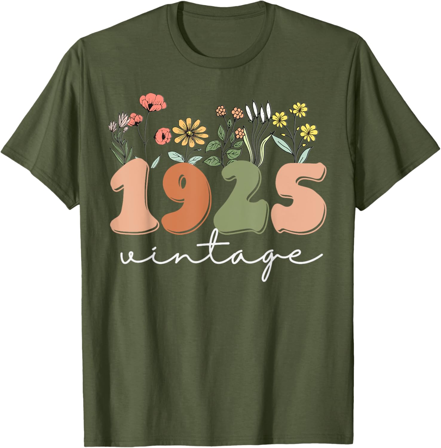 100 Years Old Vintage 1925 Wildflower Women's 100th Birthday T-Shirt - 17