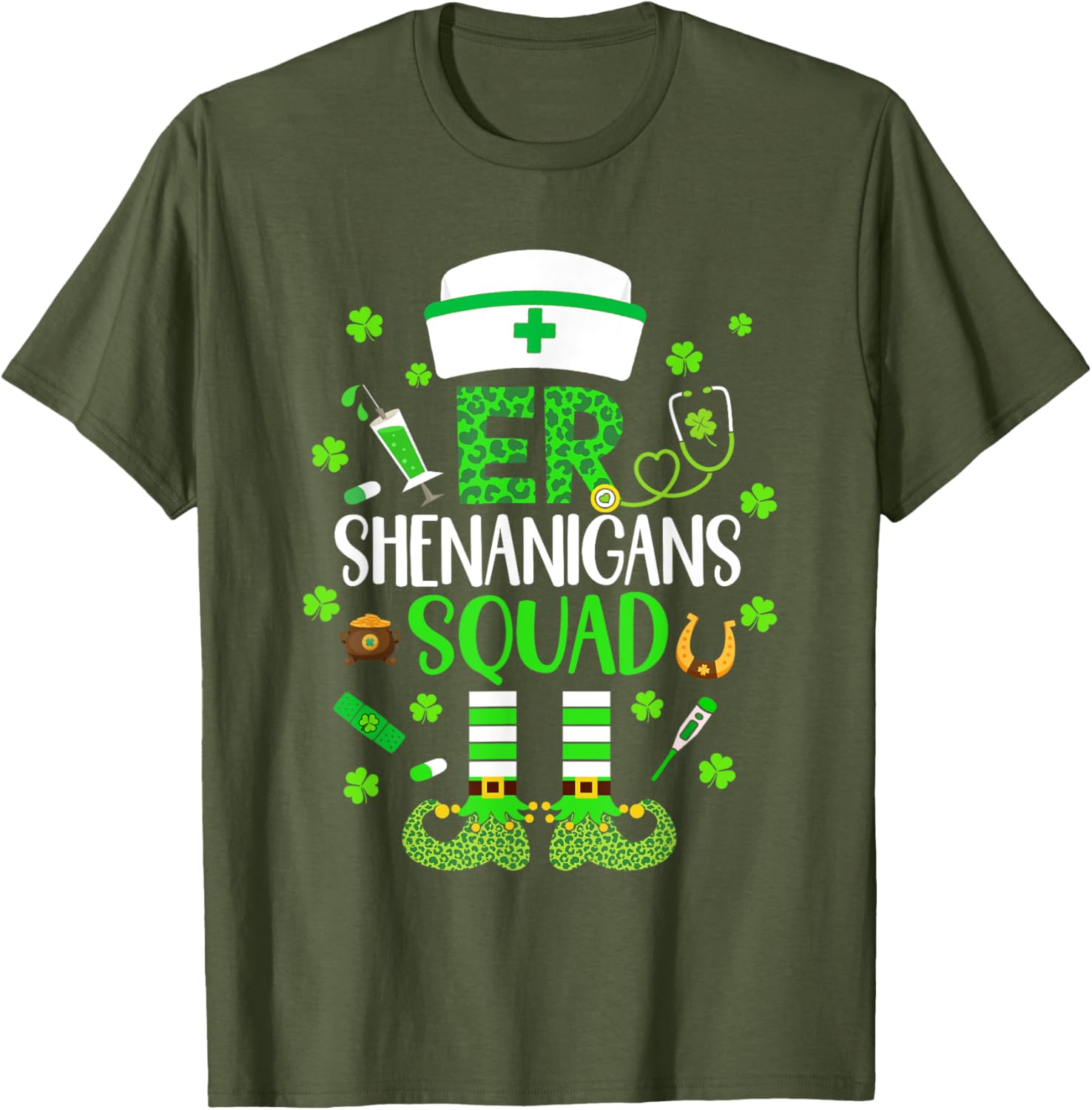 ER Nurse Shenanigans Squad St Patricks Day T-Shirt for Fun Emergencies - 11