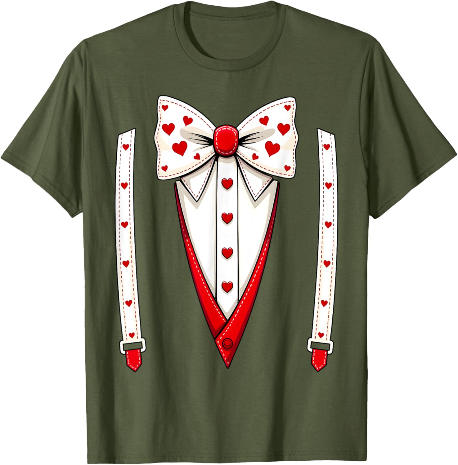 Hearts Bow Tie Suspenders Valentine Costume Kids T-Shirt for Boys - 17
