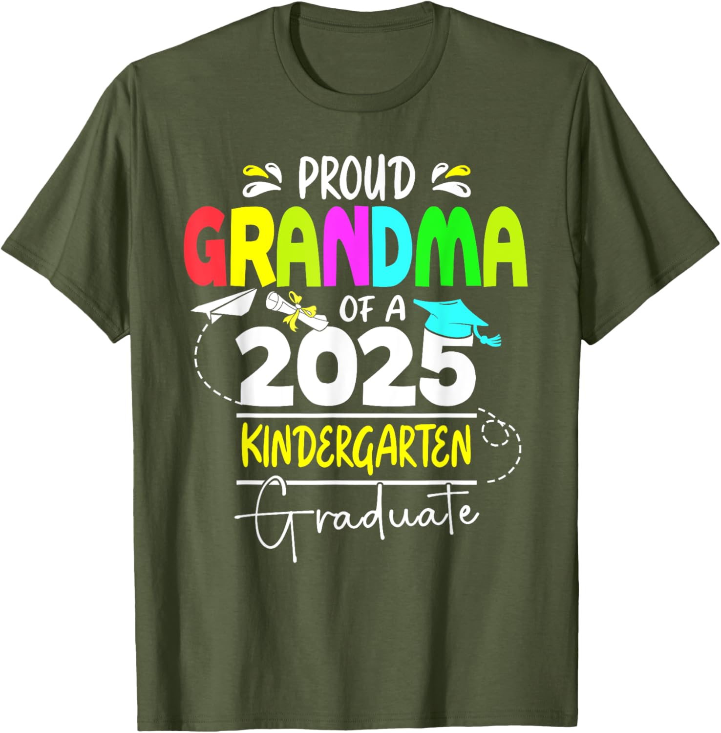 Proud Grandma 2025 Kindergarten Graduate T-Shirt for Celebrating Success - 23