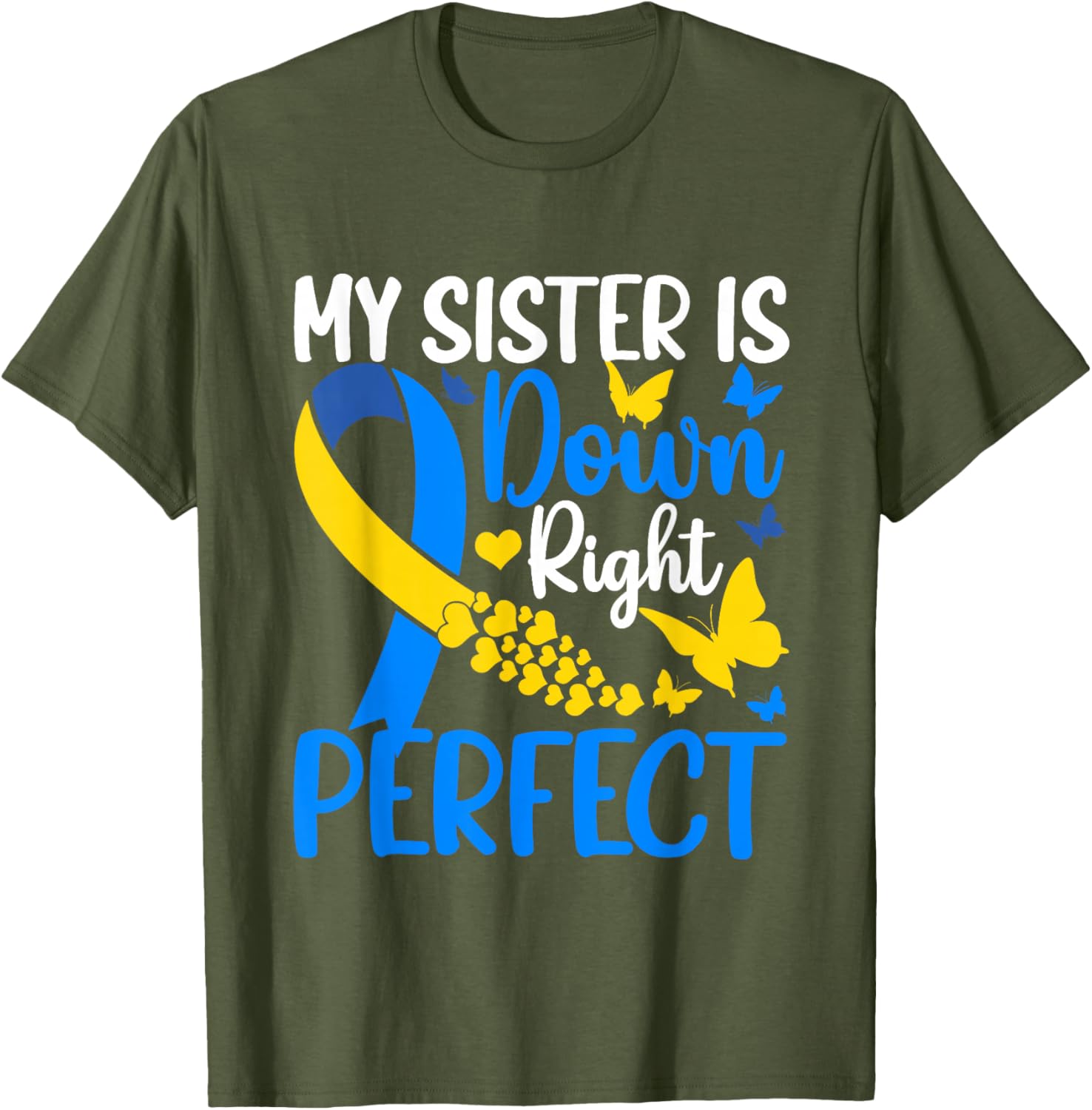 Sister Down Syndrome Awareness Butterfly T-Shirt for Supportive Siblings - 2
