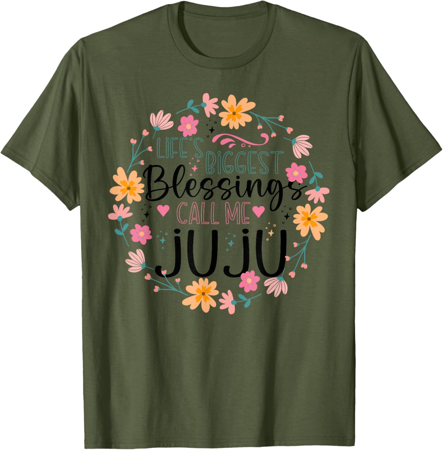 Floral Grandma T-Shirt Life's Greatest Blessings Call Me Juju Gift - 2