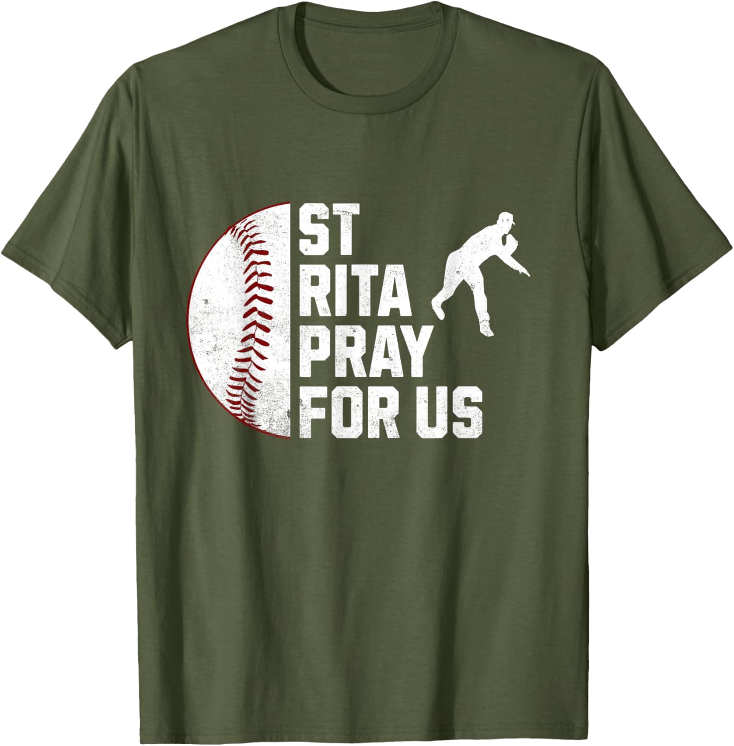 St Rita of Cascia Baseball Pitcher Patron Saint T-Shirt for Prayer Warriors - 7