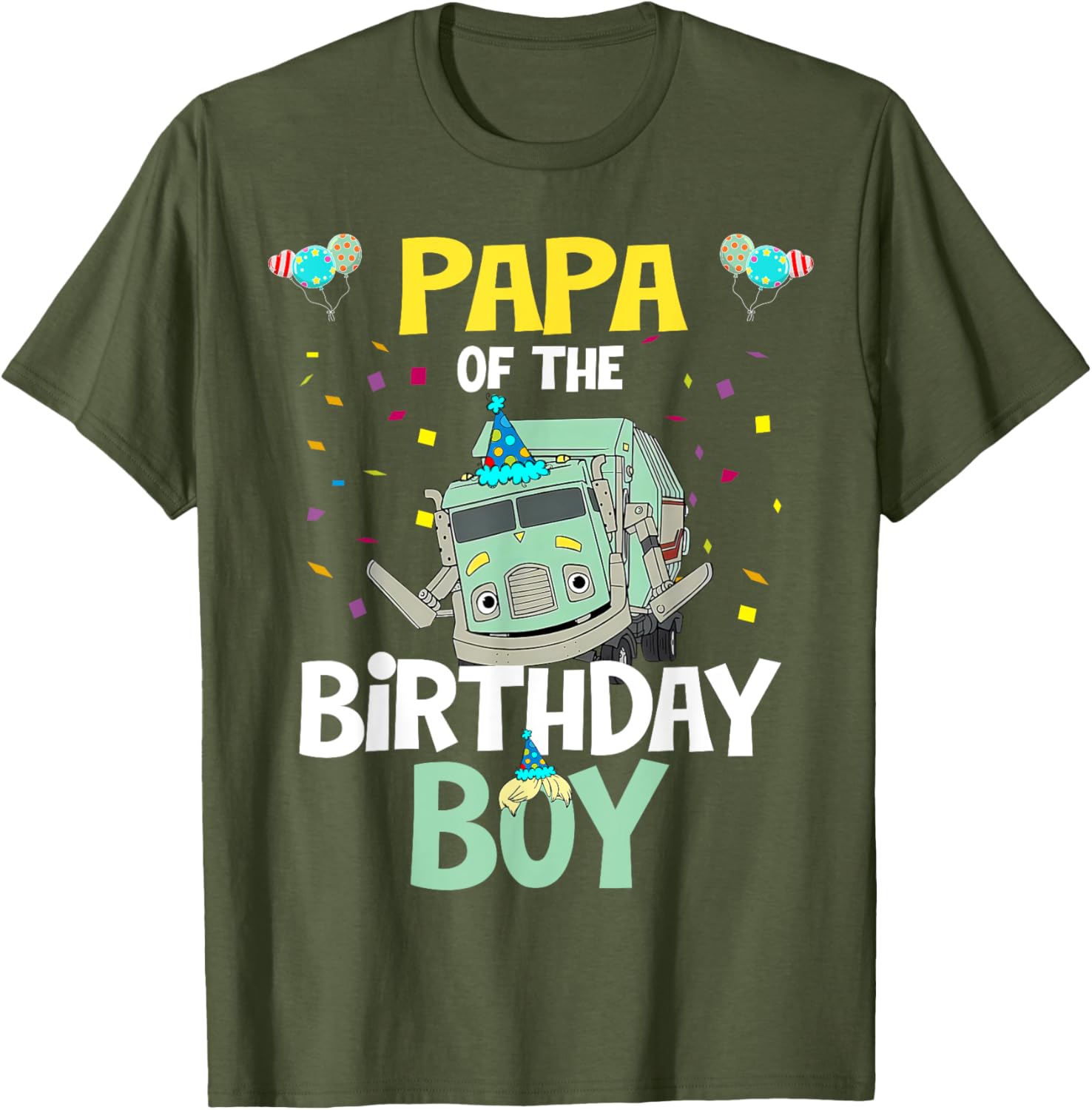 Papa Of The Birthday Boy Garbage Truck Recycling Trash T-Shirt Gift - 2