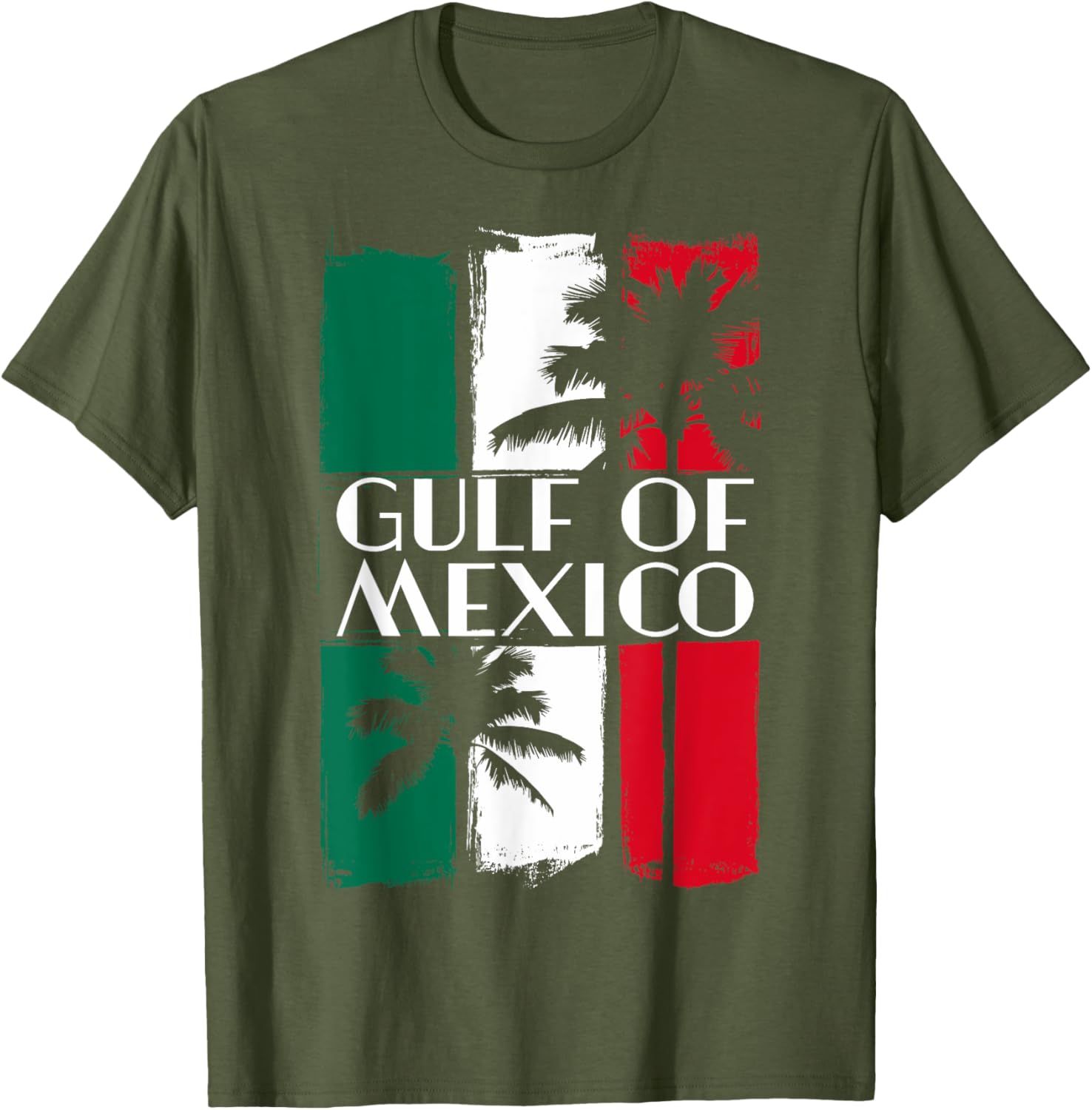 Gulf of Mexico T-Shirt with Mexican Flag Colors and Palm Trees - 21