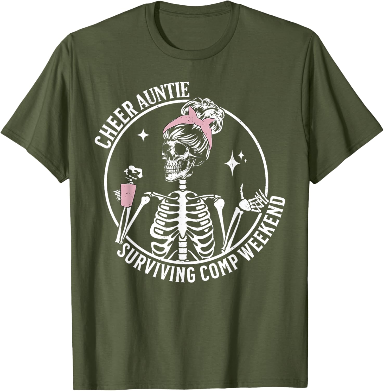 Skeleton Coffee Cheer Auntie T-Shirt for Weekend Fun and Style - 1