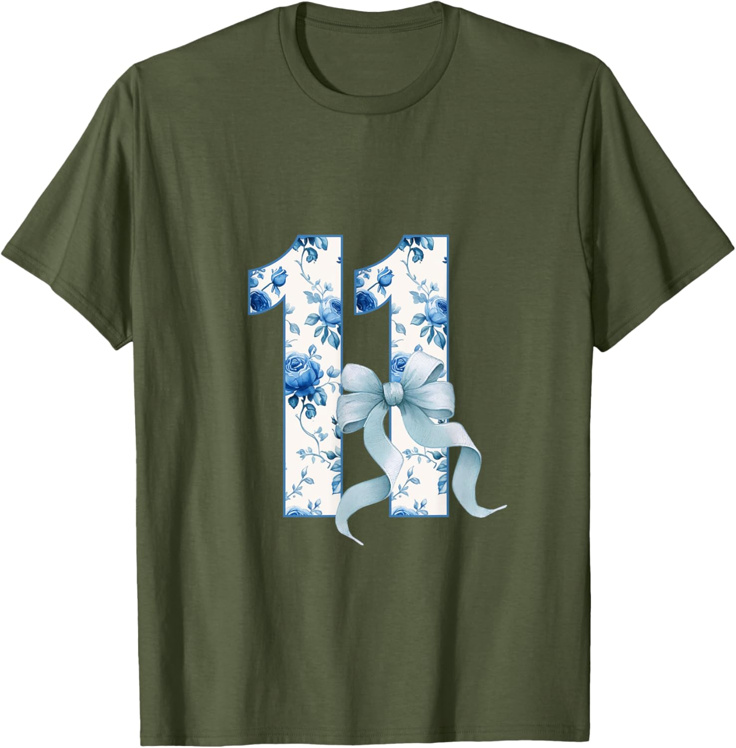 Adorable Birthday Girl Coquette Blue Bow T-Shirt for 11th Birthday Celebrations - 13