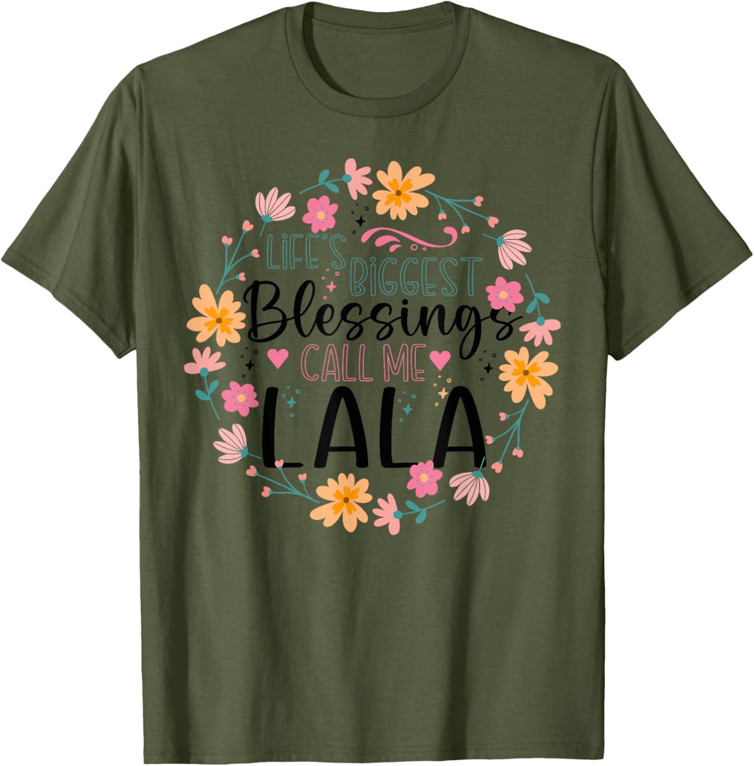 Life’s Greatest Blessings Call Me Lala Floral Grandma T-Shirt for Women - 6