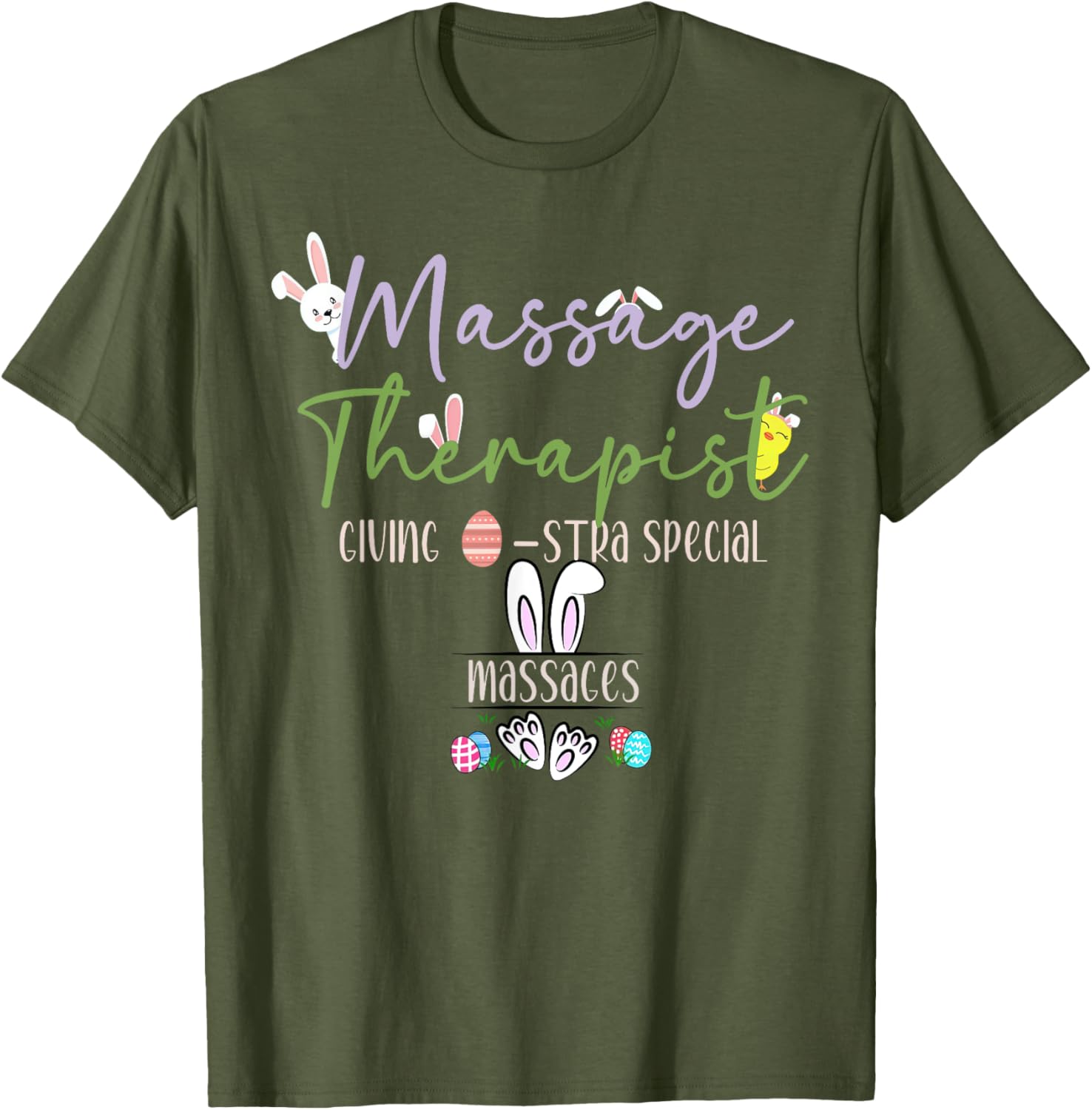 Cute Easter Bunny Massage Therapist T-Shirt for LMTs and Masseuses - 12