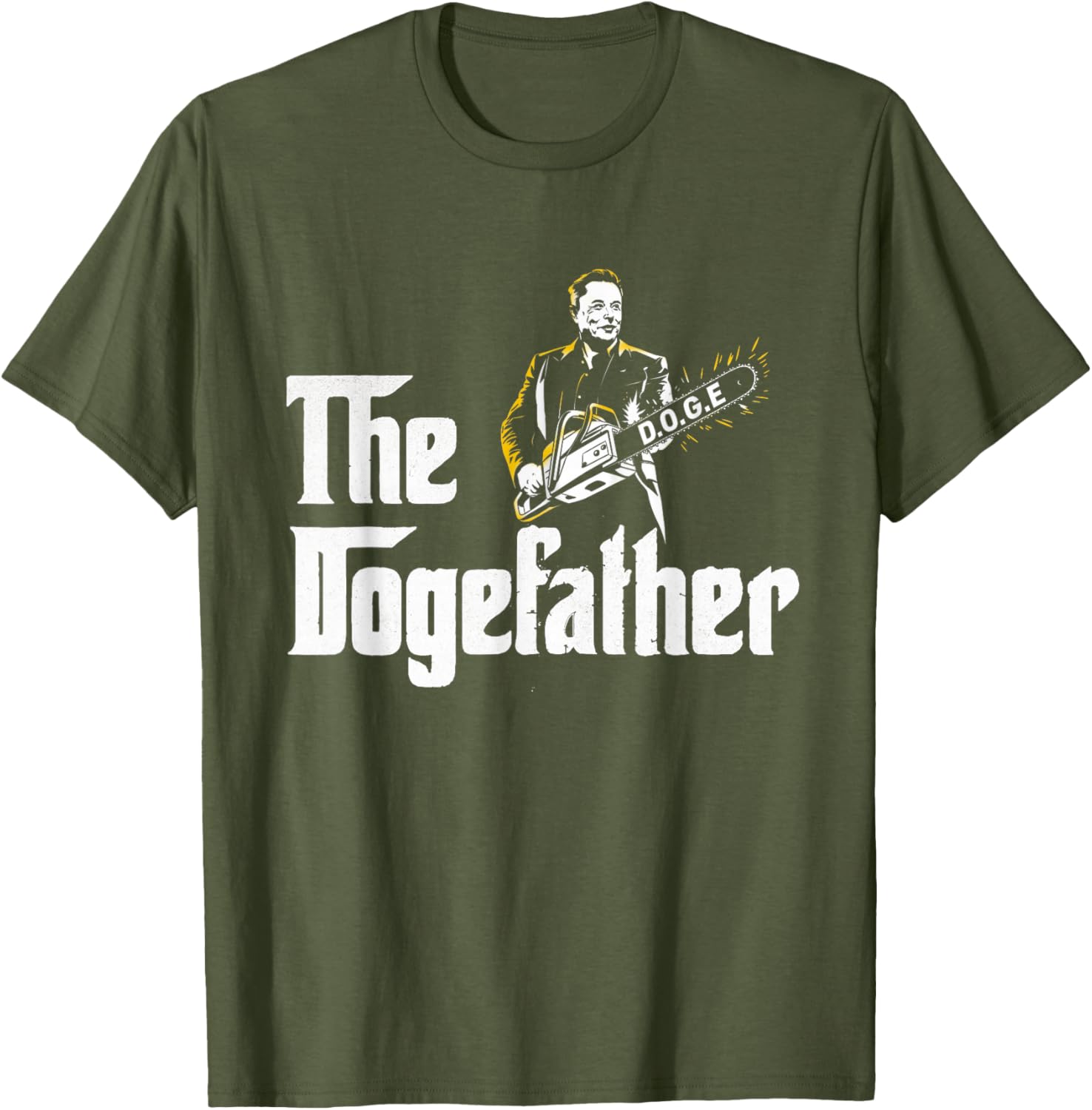 Funny DOGE D.O.G.E Father's Day T-Shirt with Chainsaw Design for Men - 5
