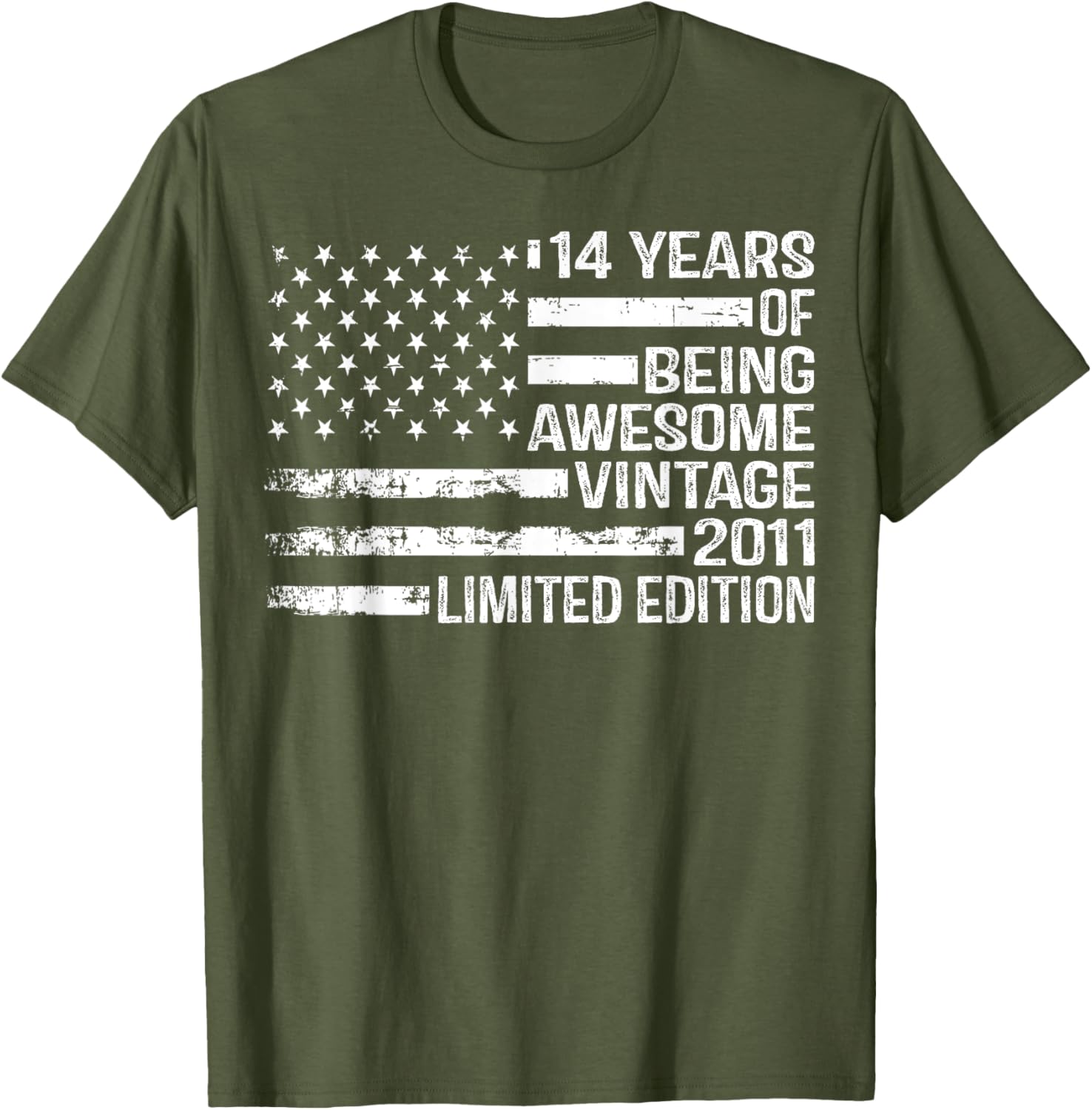 Vintage American Flag T-Shirt for 14th Birthday Celebration - 14 Years Old - 14