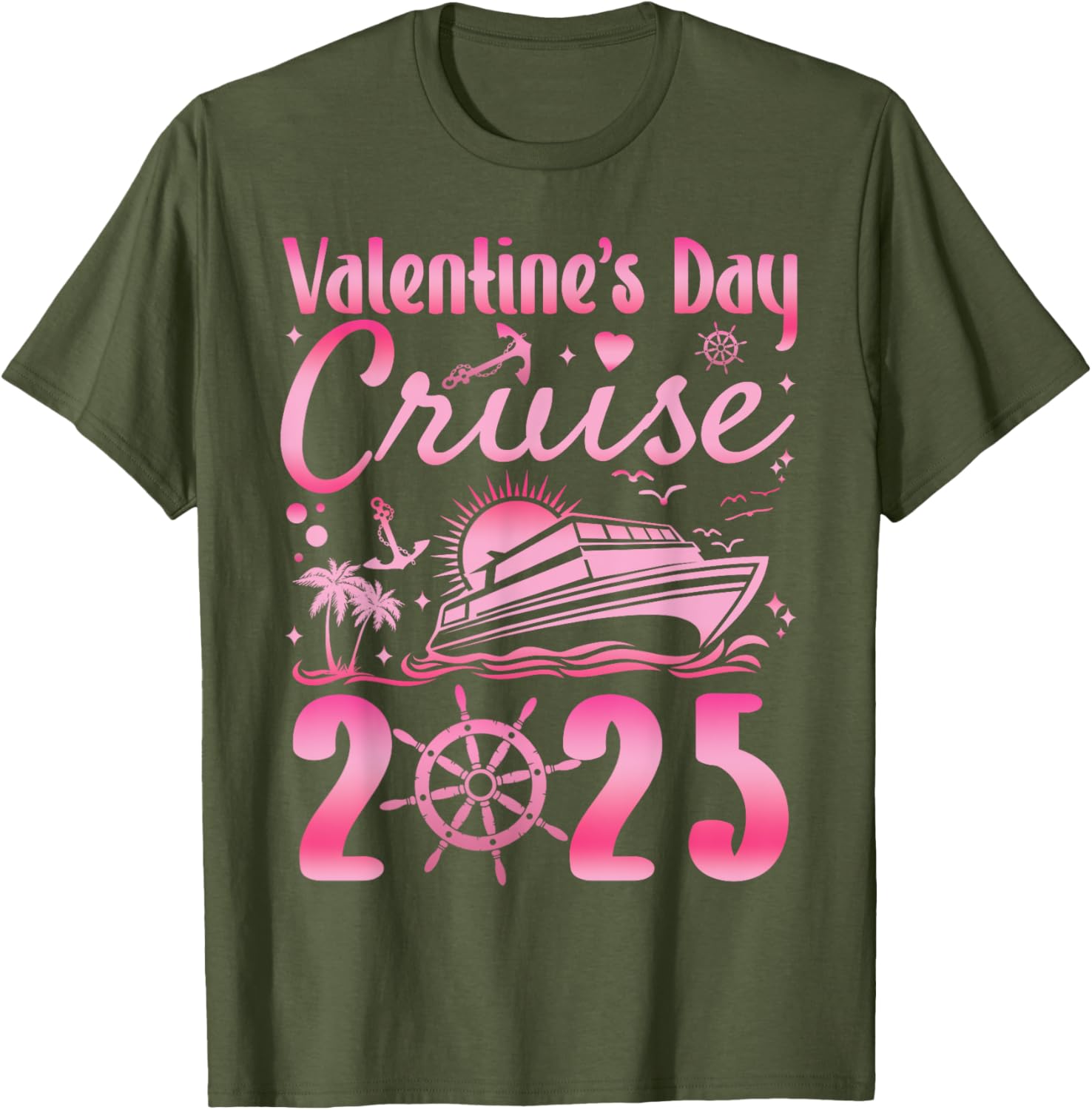 Romantic Valentine's Day Couples Family Cruise T-Shirt 2025 Getaway - 3