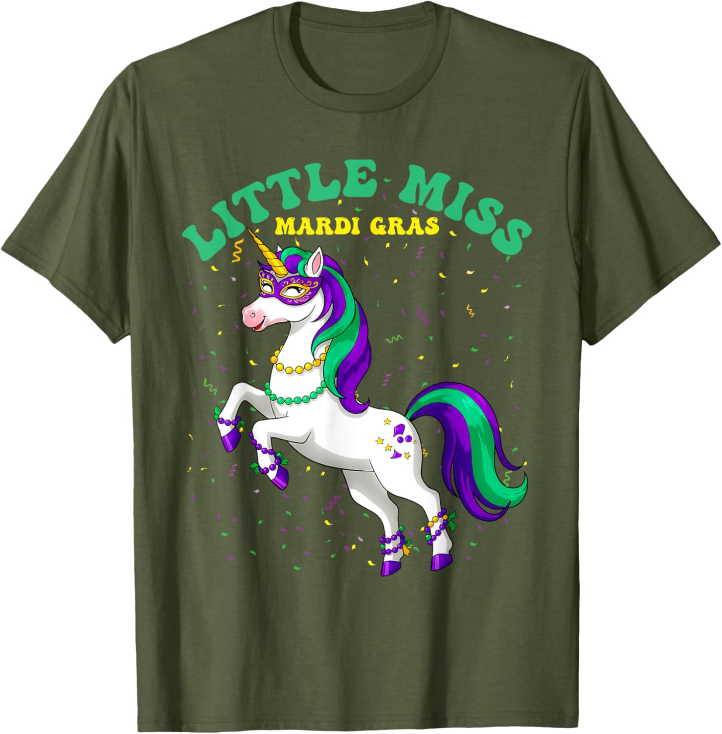 Little Miss Mardi Gras Unicorn T-Shirt for Women and Girls - 8