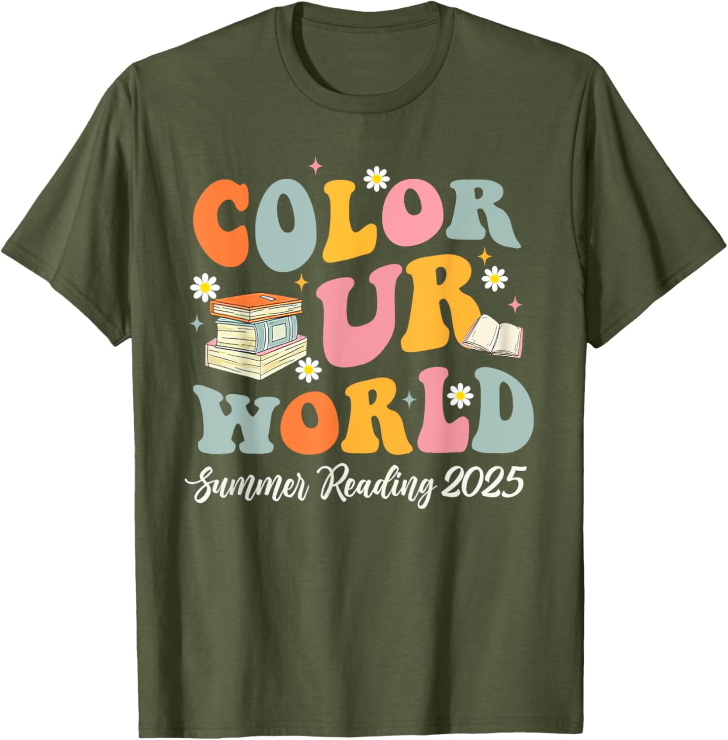 Retro Groovy Summer Reading Program 2025 T-Shirt for Kids and Adults - 10