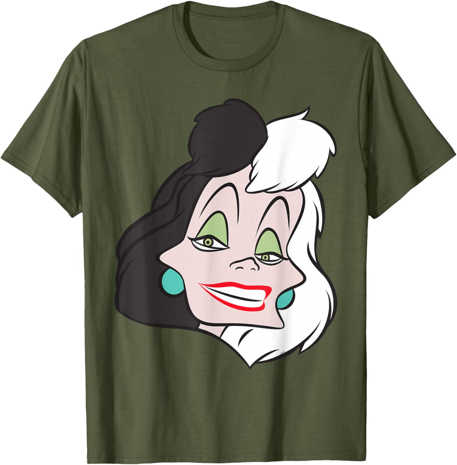 Fashionable Cruella De Vil Big Face T-Shirt for Disney Villains Fans - 22