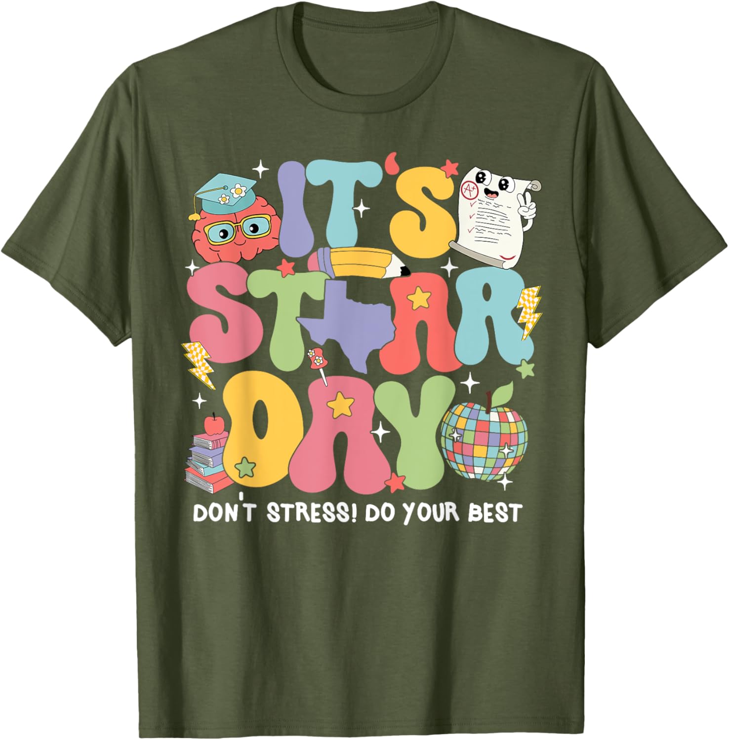 Test Day Groovy STaAR Day Don't Stress T-Shirt for Students - 11