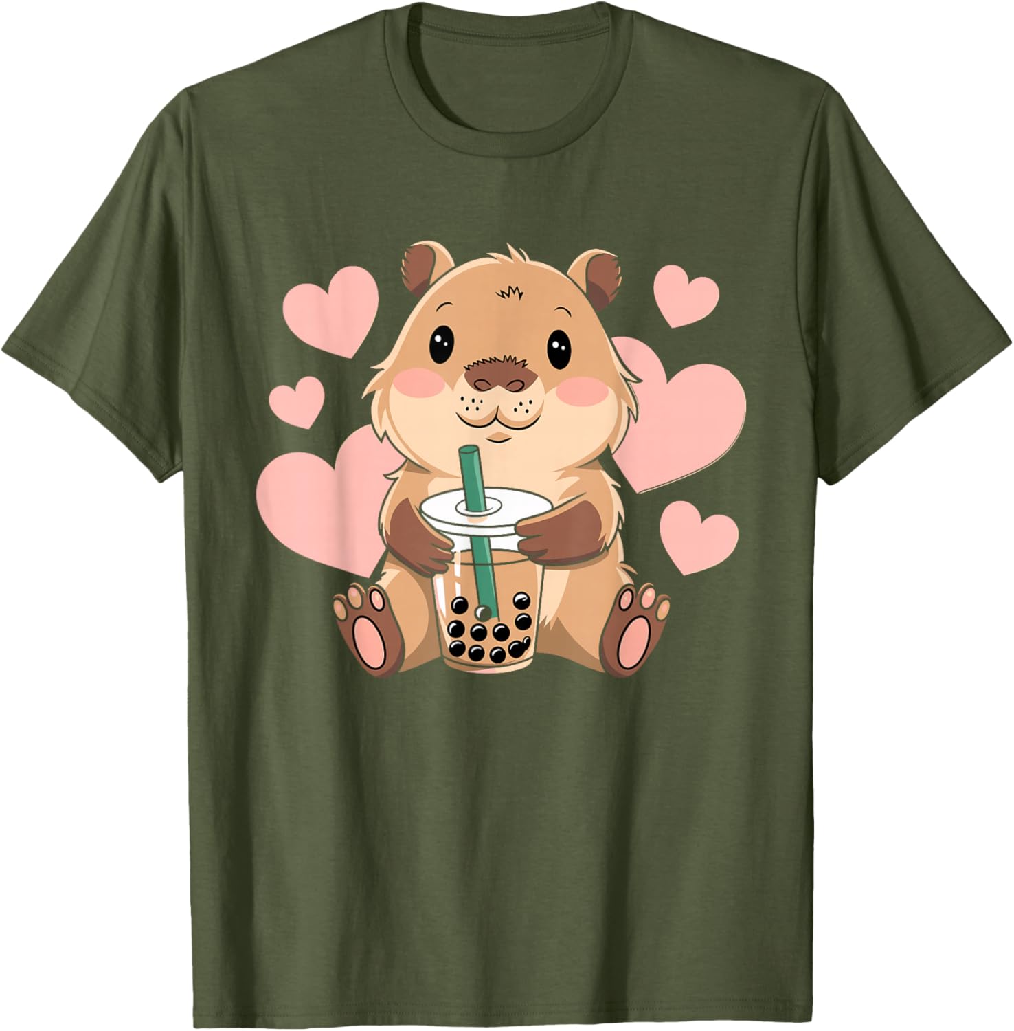 Cute Capybara Boba Tea T-Shirt for Women, Teens, and Kids - 23