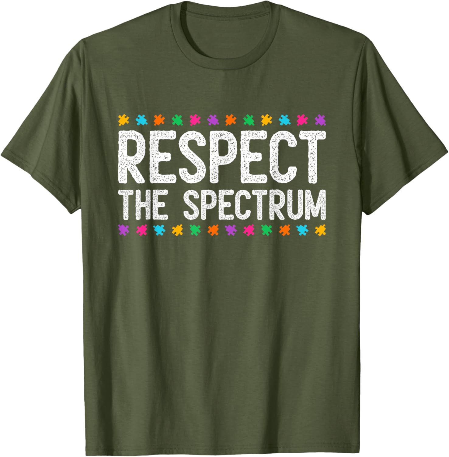 Respect The Spectrum Autism Awareness Puzzle Piece Warrior T-Shirt - 10