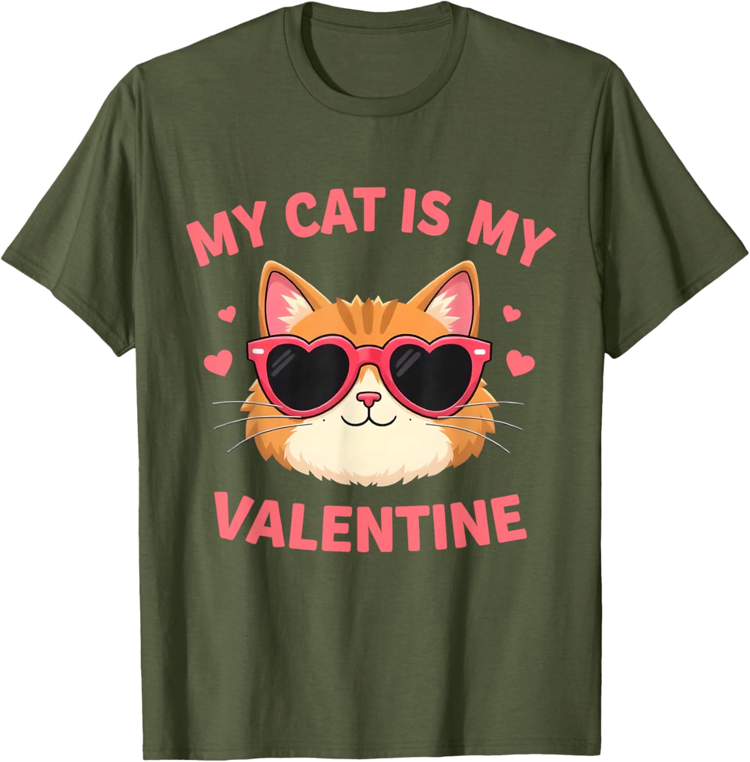 Cute Cat Lover Valentine's Day T-Shirt with Hearts for Cat Owners - 13