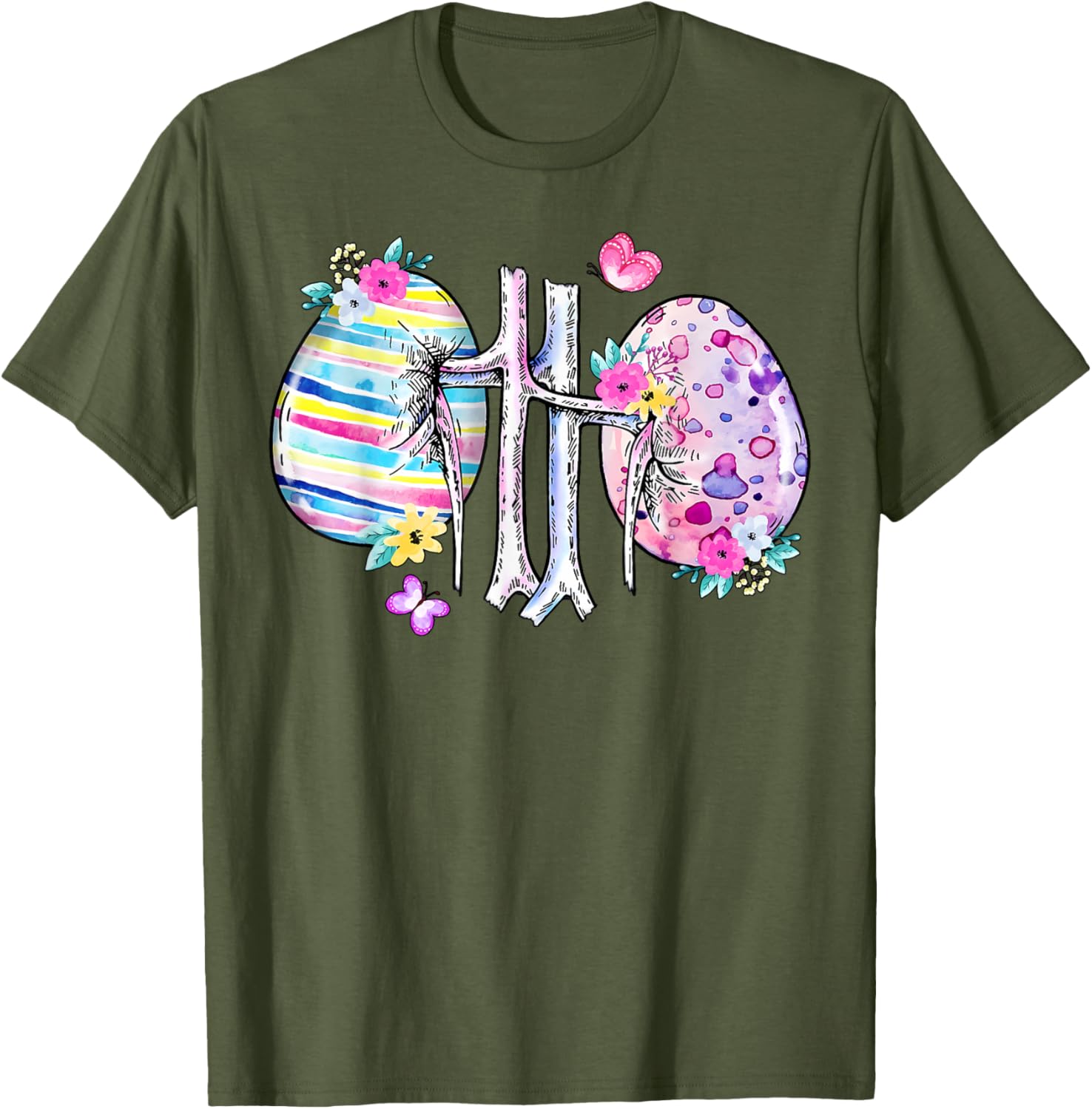 Floral Kidney Easter Egg T-Shirt for Dialysis Nurses and Technicians - 13