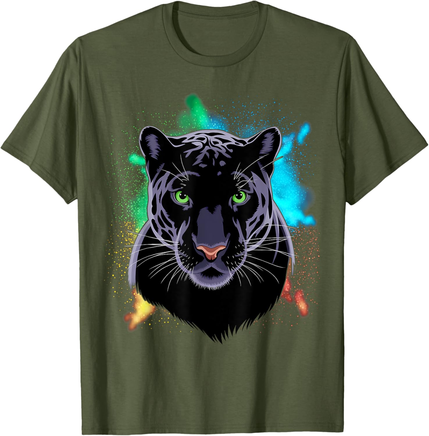 Beautiful Black Panther T-Shirt with Stunning Green Eyes for Animal Lovers - 1