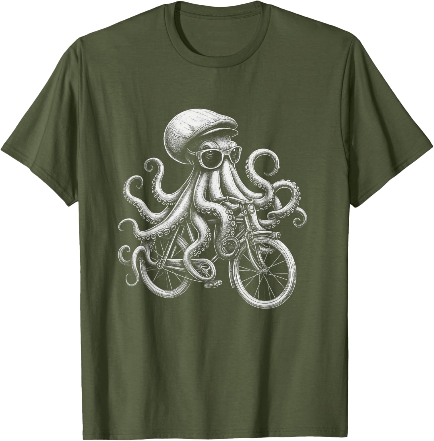 Cool Octopus Riding Bicycle T-Shirt Fun and Unique Graphic Tee for Everyone - 10