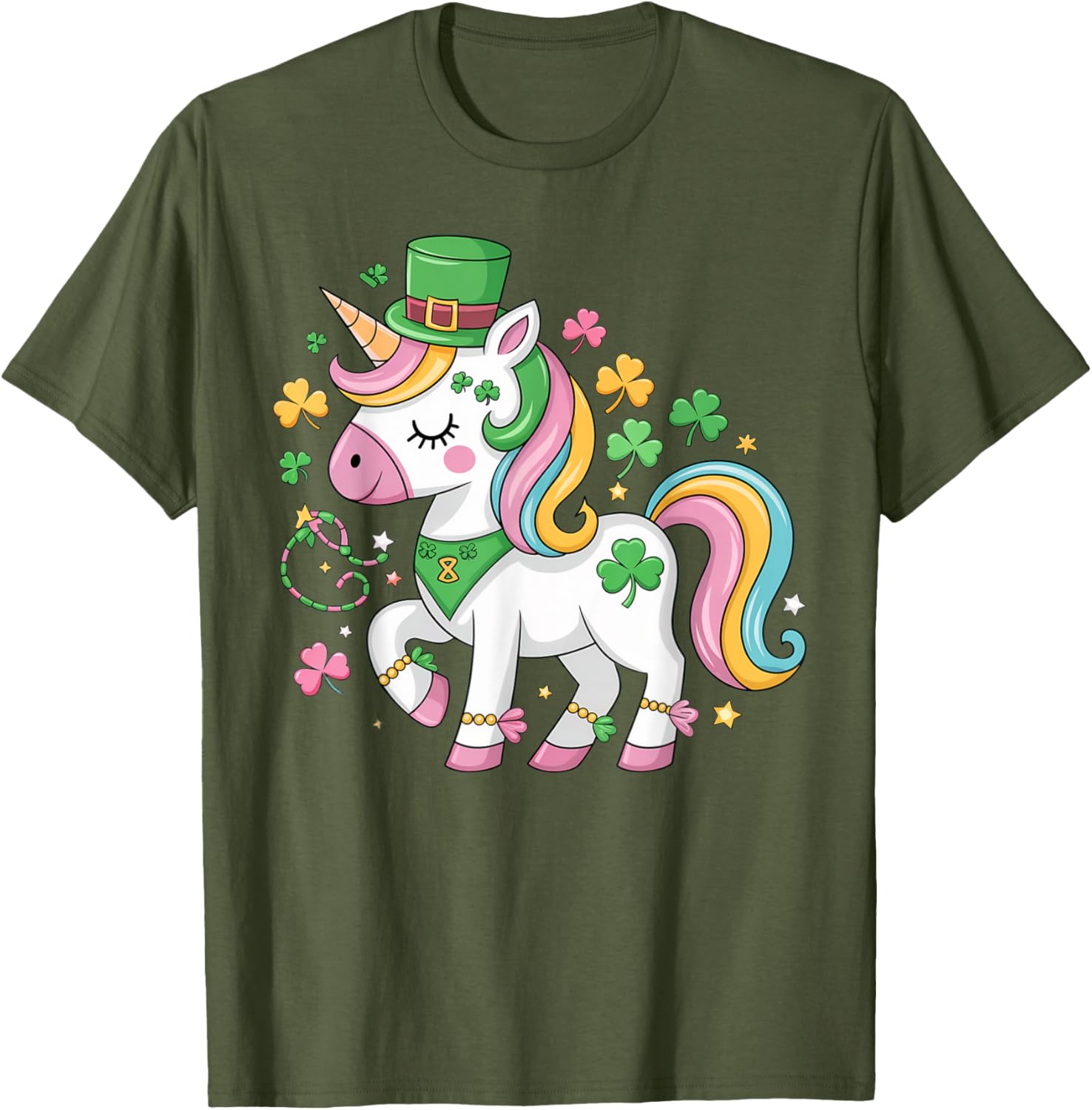 Cute Girls St Patricks Day Unicorn Shamrock Lepricorn T-Shirt for Kids - 1