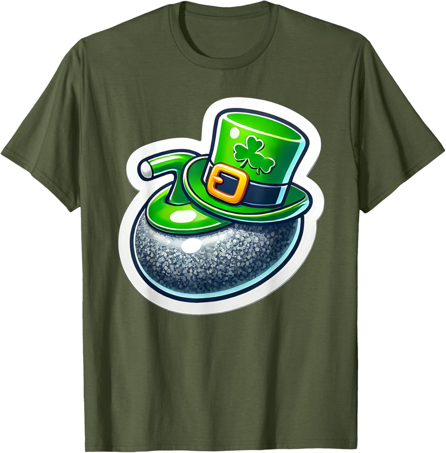St. Patrick's Day Curling Stone Hat Irish Spirit Funny T-Shirt for Fun - 17