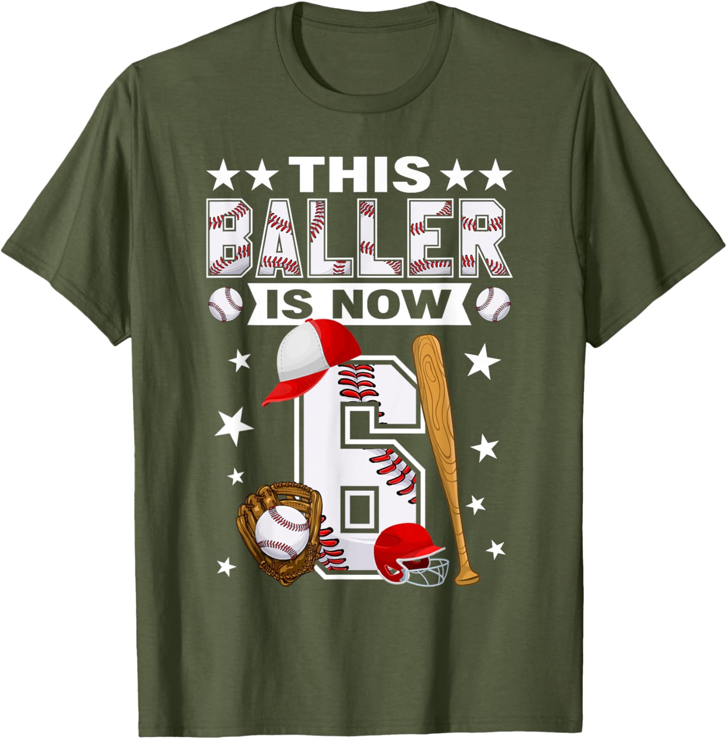 Cute 6 Year Old Baseball Lovers Boys T-Shirt for Kids Fun Style - 20