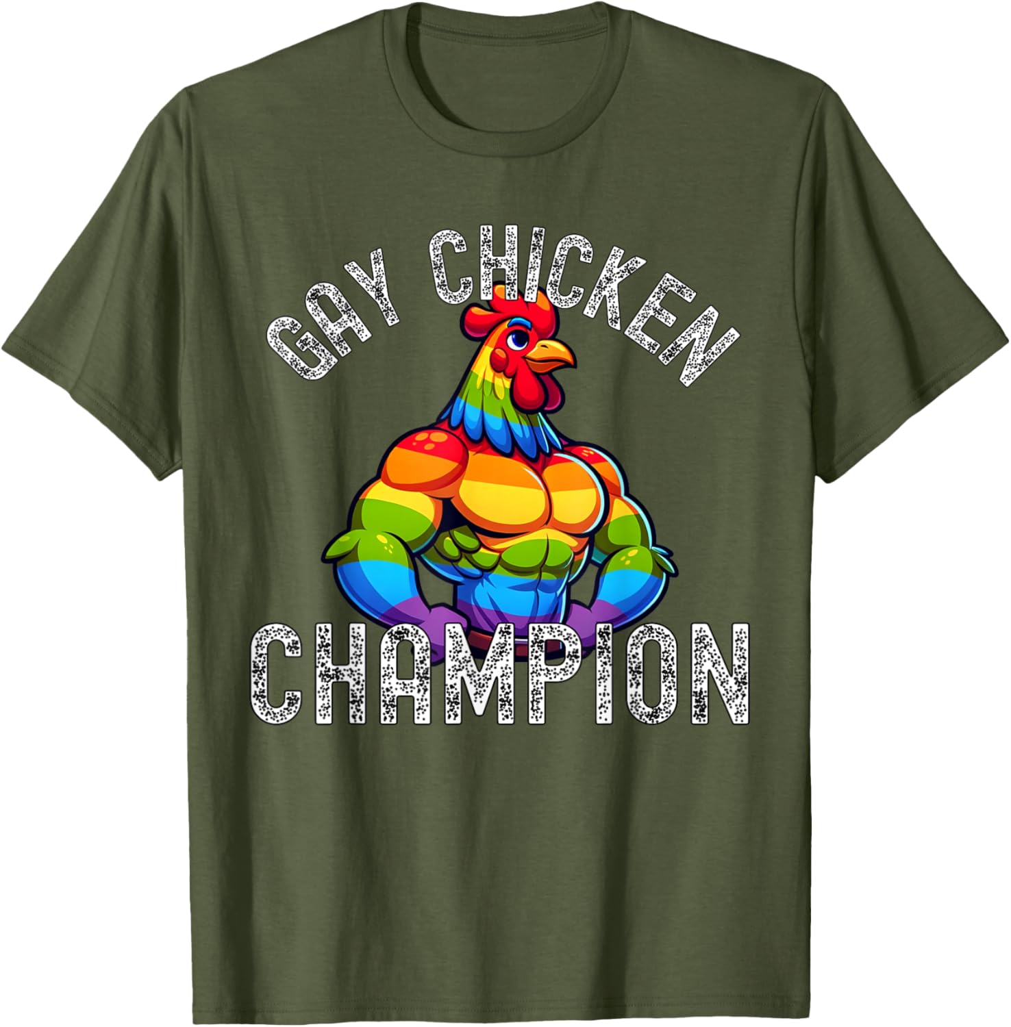 Gay Chicken Champion T-Shirt Fun Pride Apparel for LGBTQ+ Enthusiasts - 4