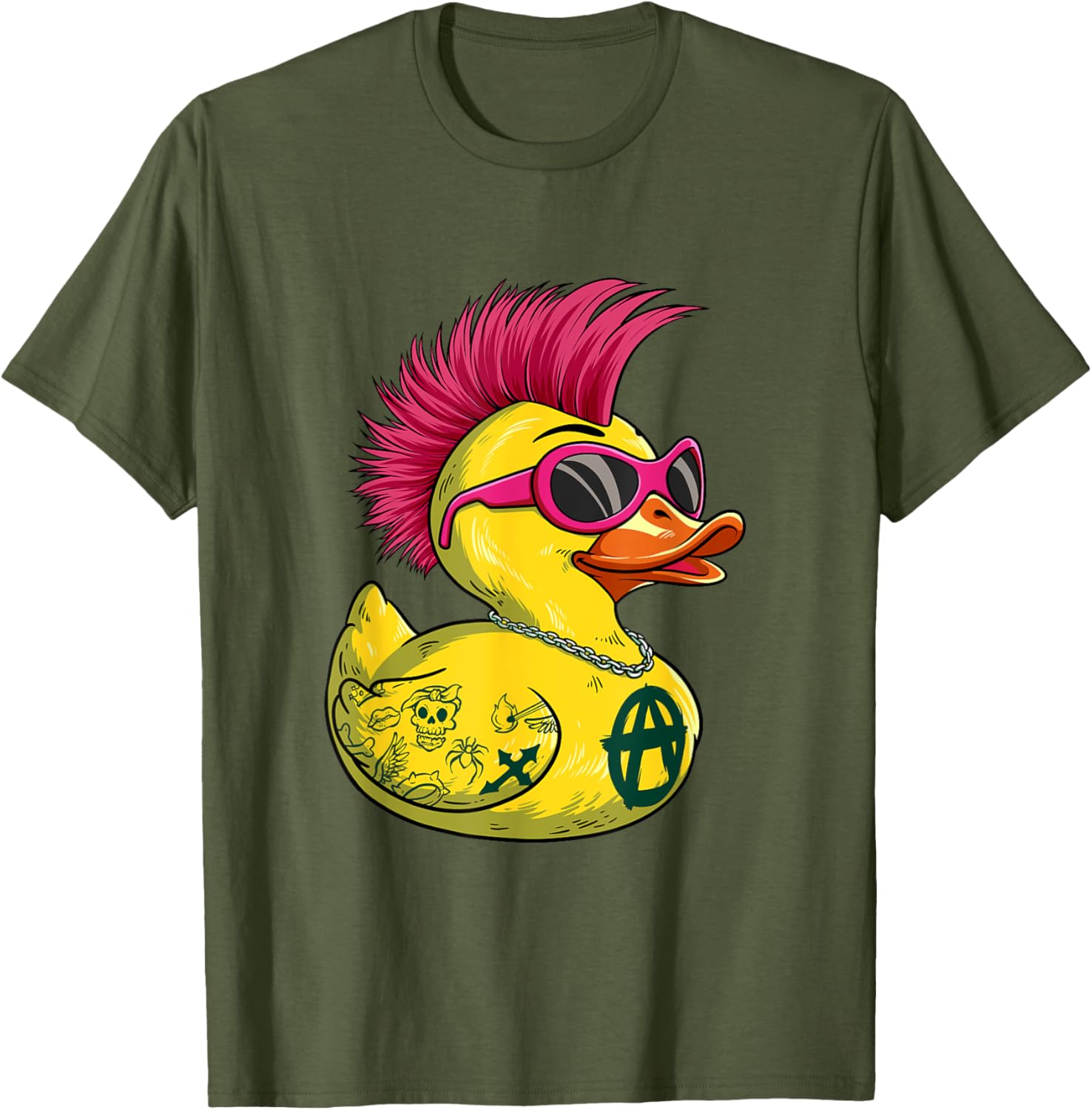 Punk Duck Rocker T-Shirt for Bold Style Lovers - Unique Fashion Statement - 11