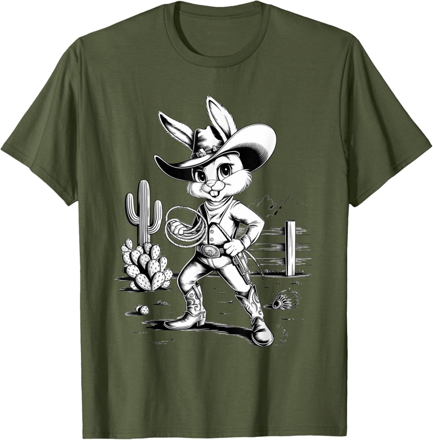 Cowboy Bunny Western Adventure T-Shirt for Fun Desert Inspired Style - 5