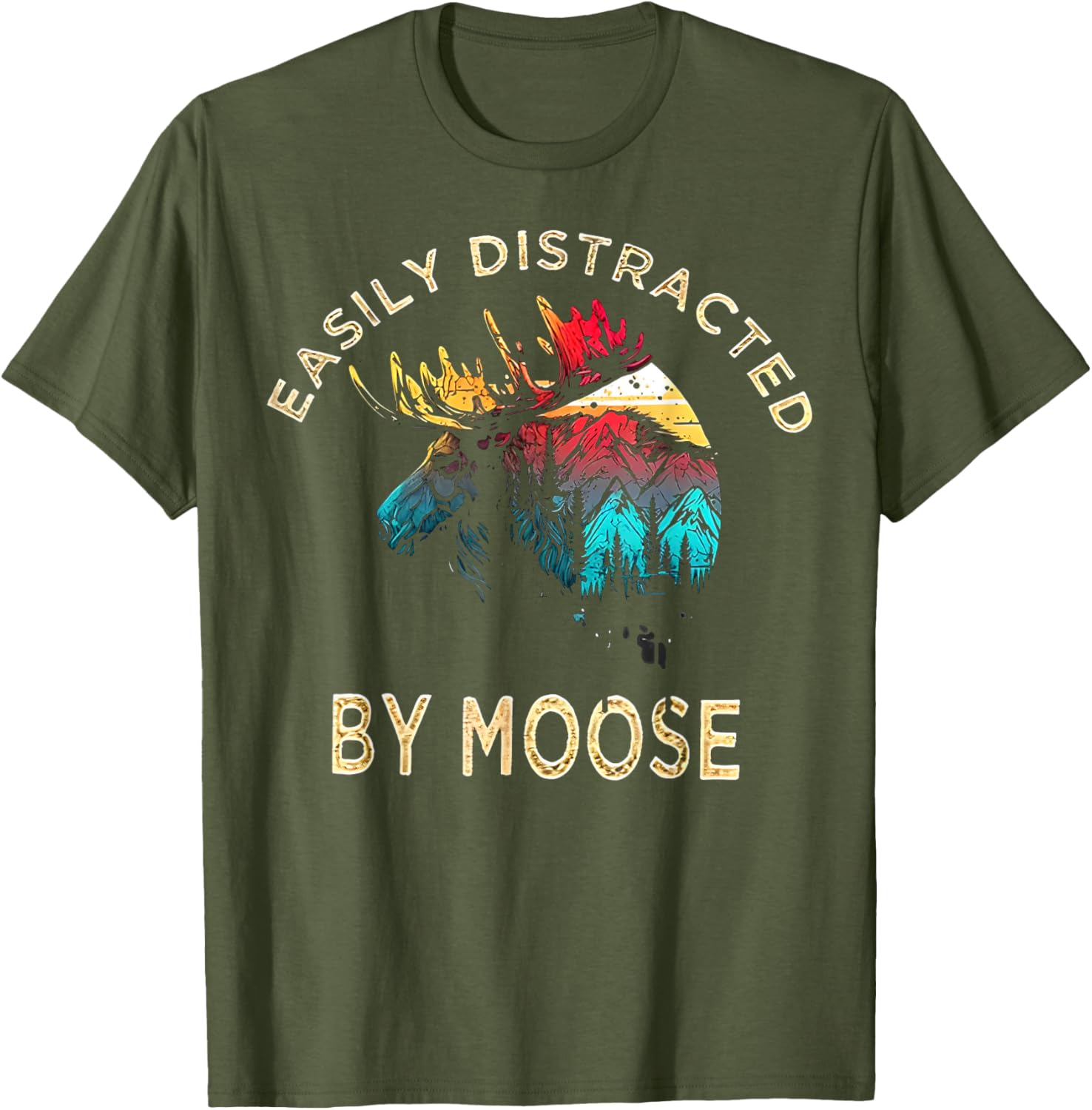 Easily Distracted by Moose T-Shirt for Fun Animal Lovers and Adventurers - 12