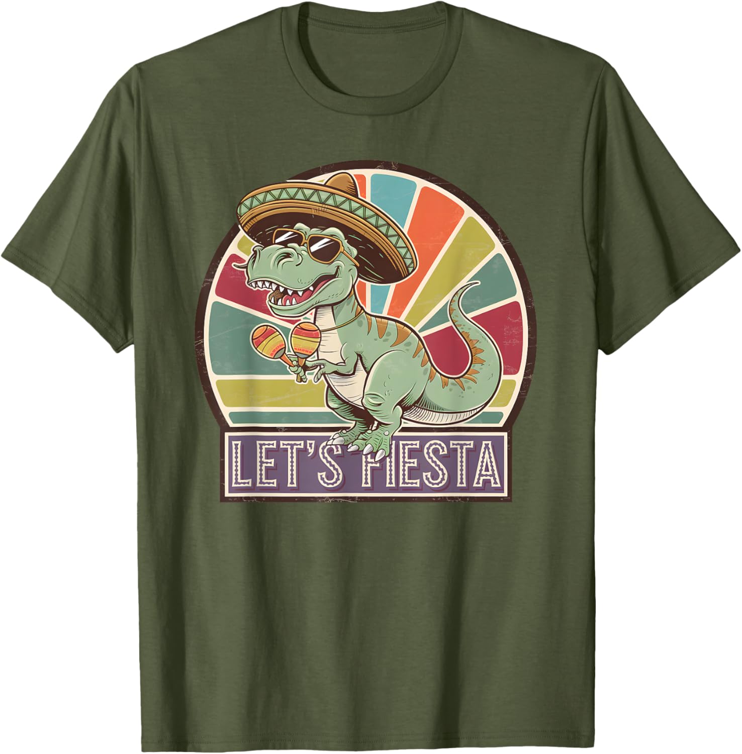 Lets Fiesta Mexican Dino T-Rex Cinco de Mayo Toddler Boys T-Shirt - 10