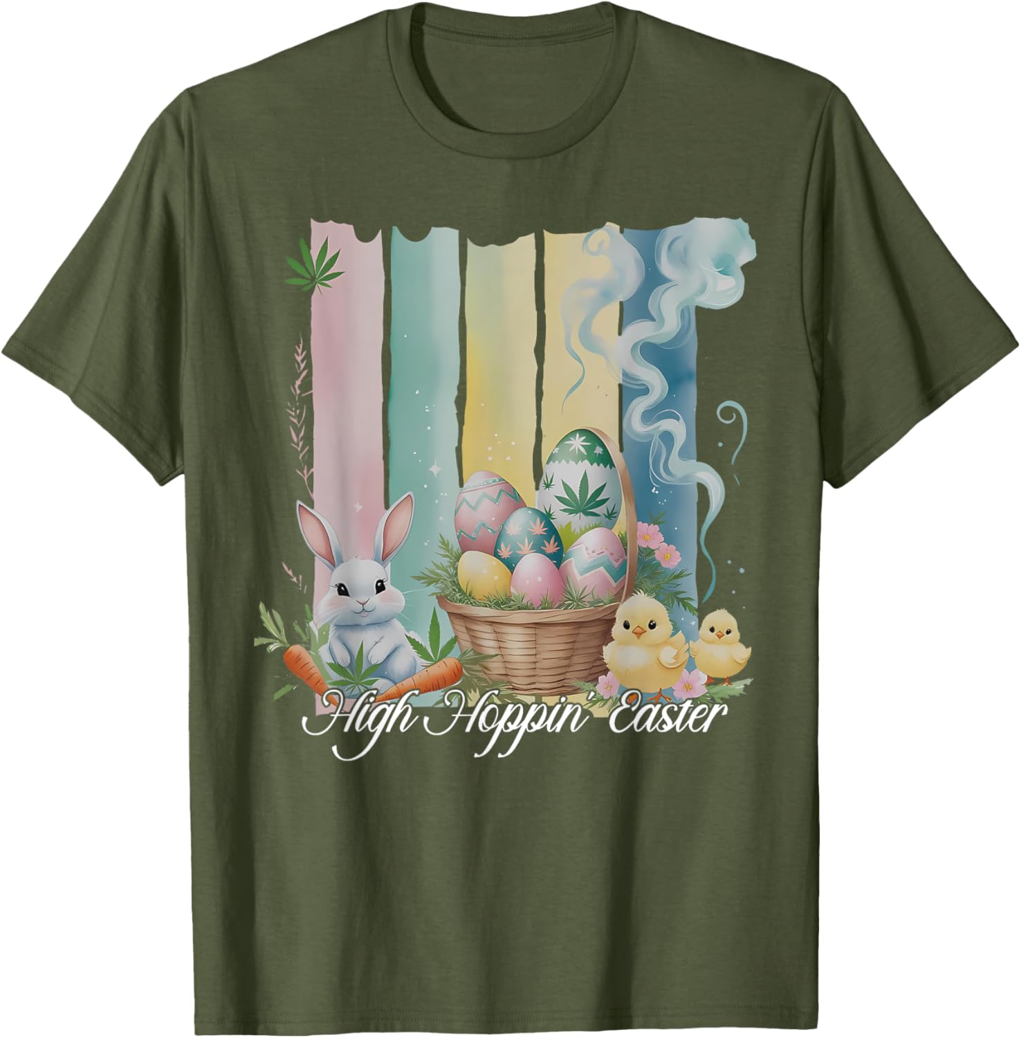 Easter Bunny Eggs Flower Cannabis Weed Stoner T-Shirt for Fun Loving Fans - 8