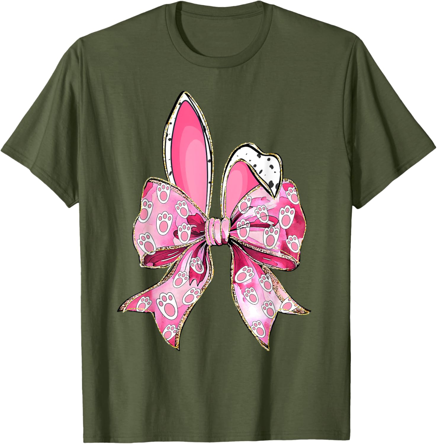 Happy Easter Bunny Coquette Bow Ears T-Shirt for Girls and Teens - 11