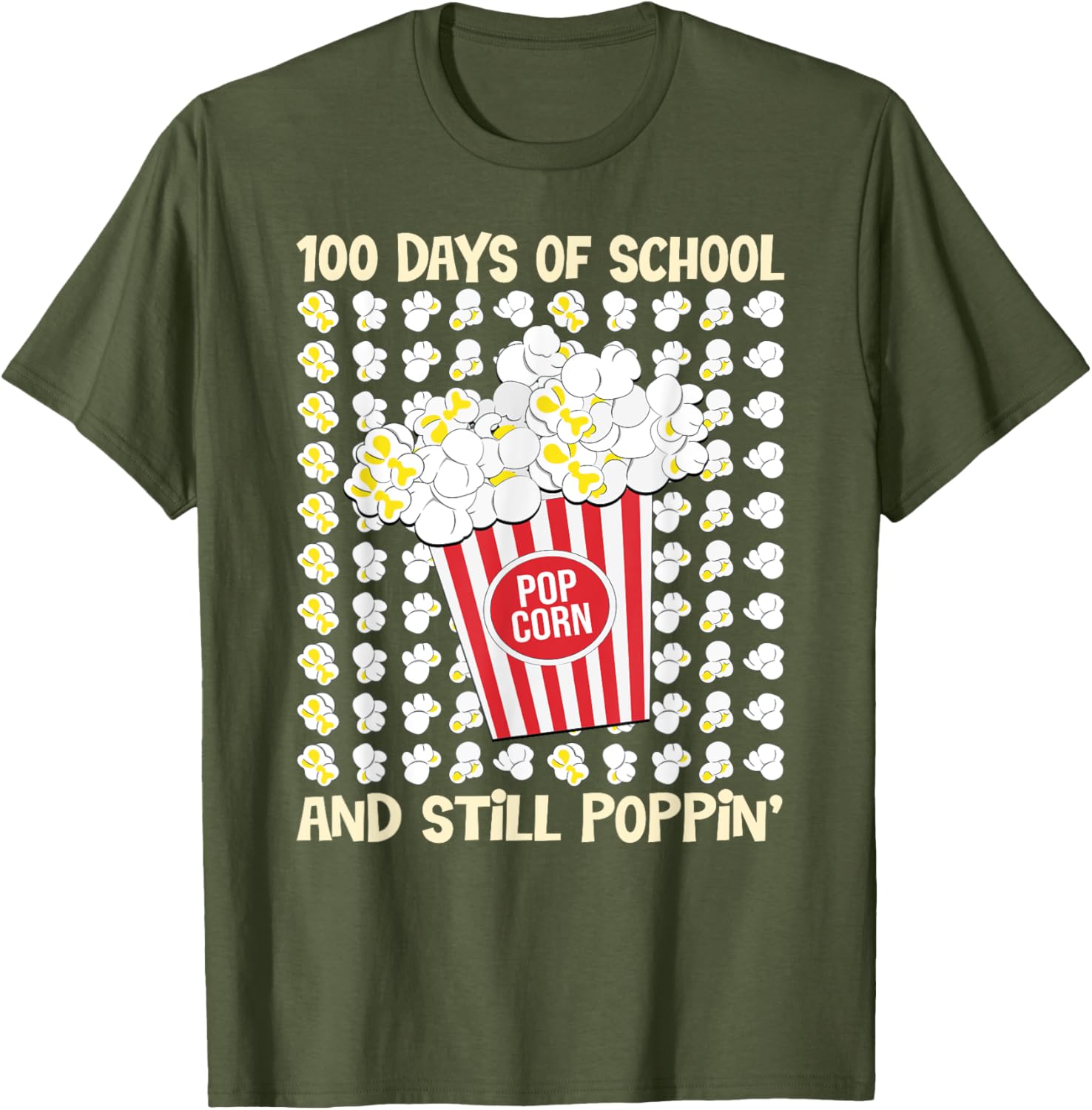 100 Days of School Loving Popcorn T-Shirt for Kids and Adults - 12