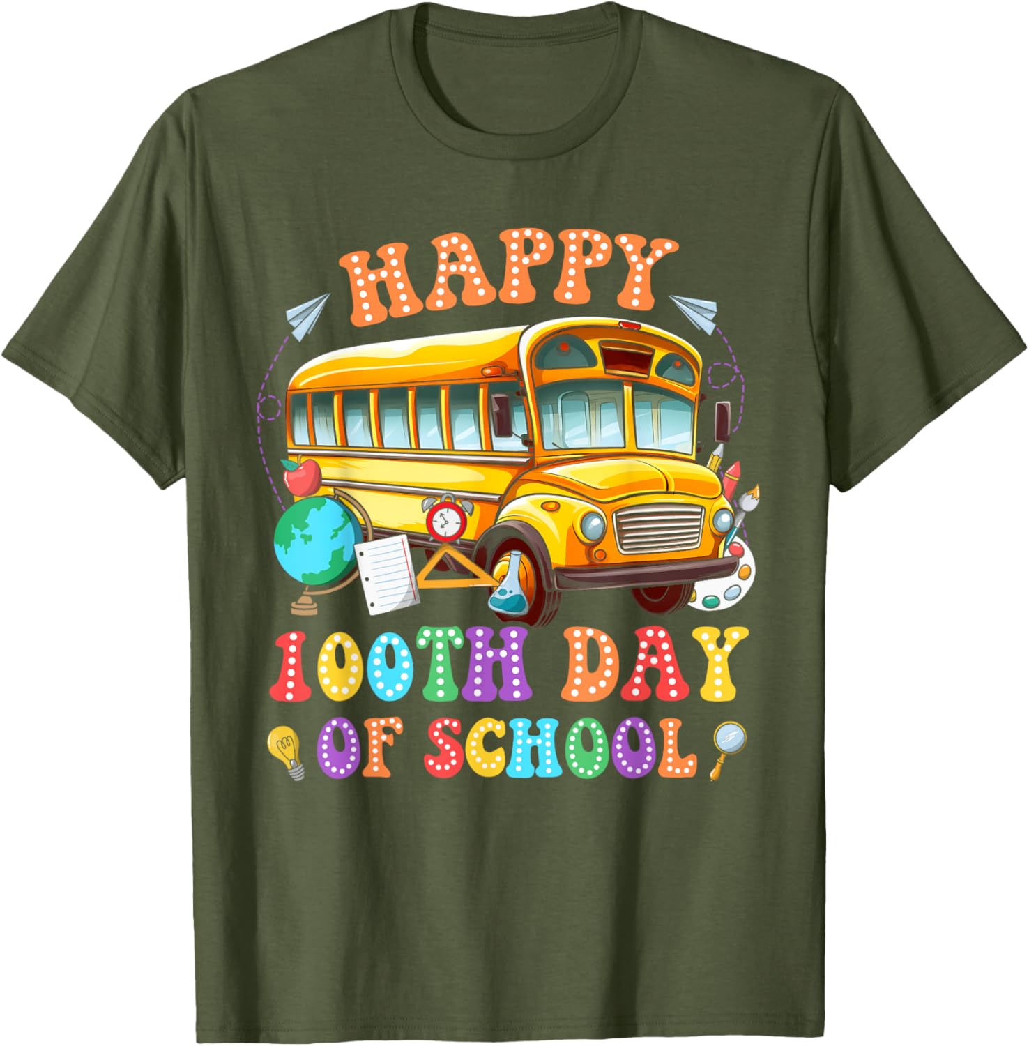 Happy 100th Day School Bus Driver Kids T-Shirt Fun School Celebration - 2