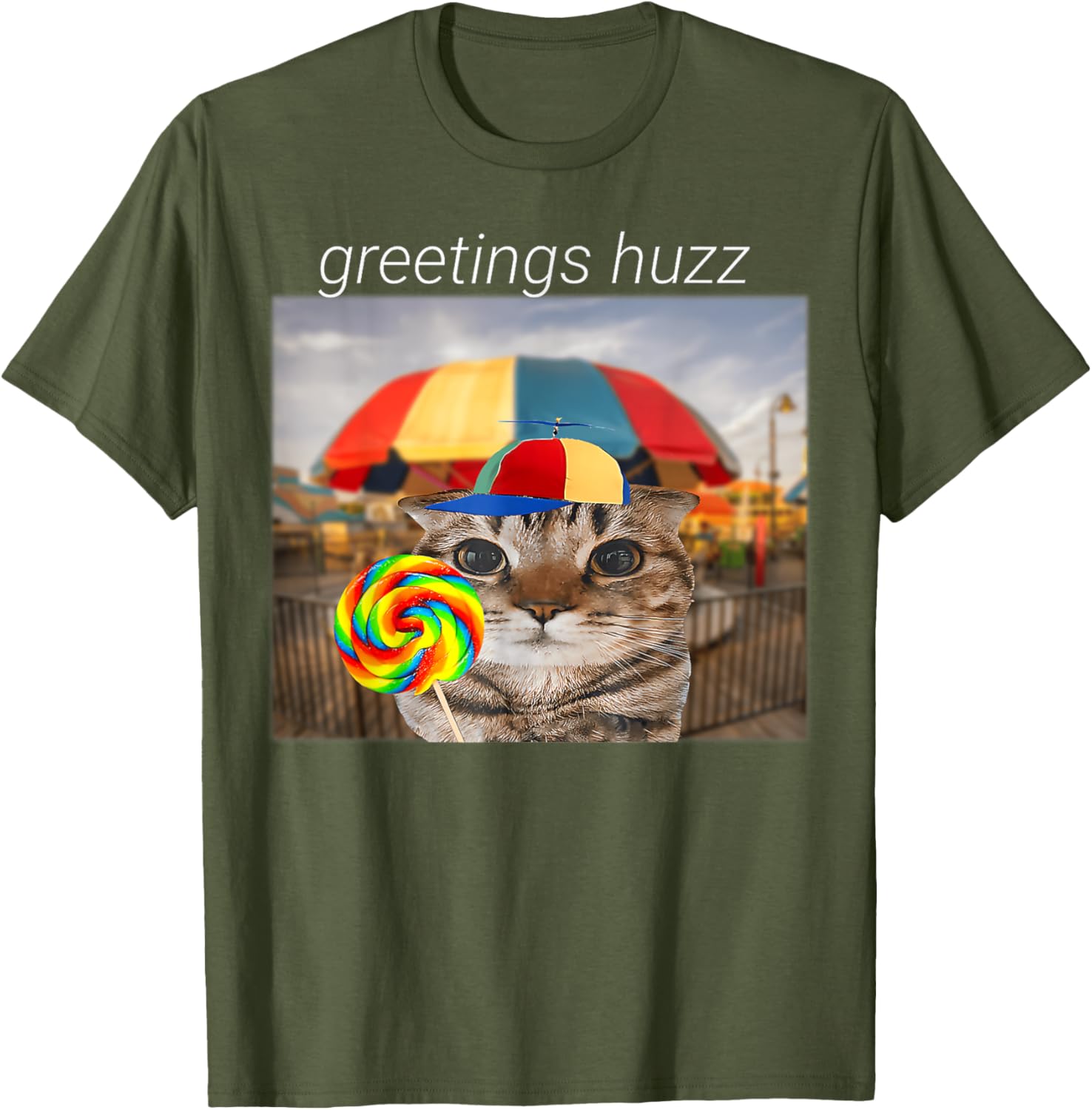 Funny Cat Huzz Meme T-Shirt for Men and Women - Cute Lollipop Design - 9
