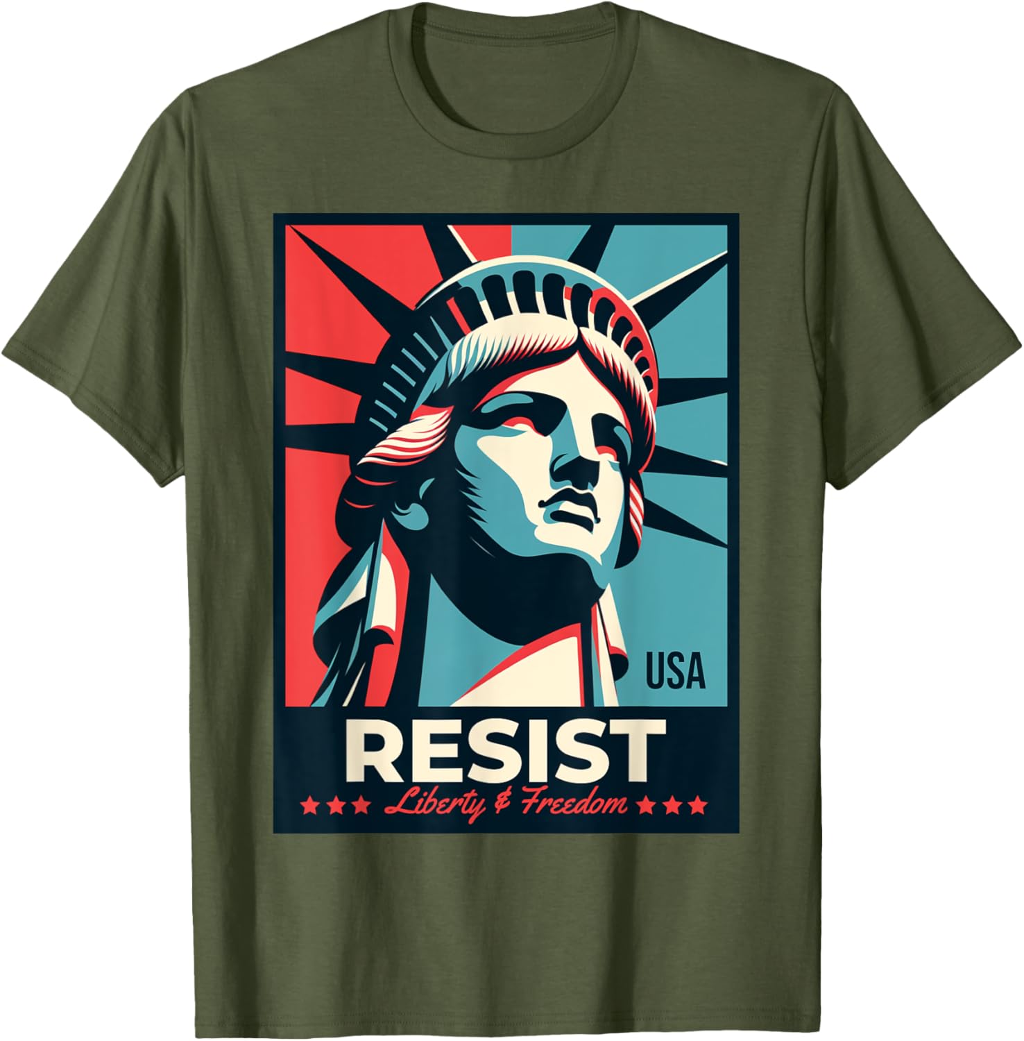 Resist T-Shirt with Statue of Liberty Design - Stylish Activist Apparel - 7