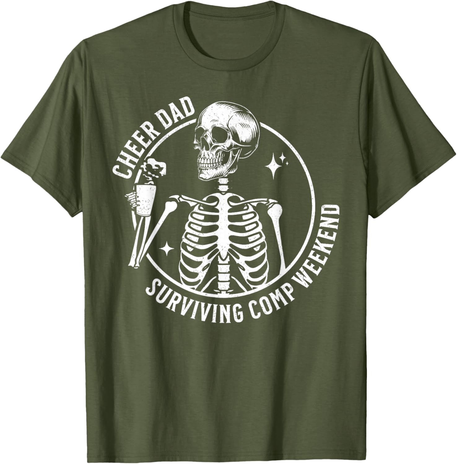 Skeleton Coffee Cheer Dad T-Shirt for Father's Day and Competition Weekend - 15