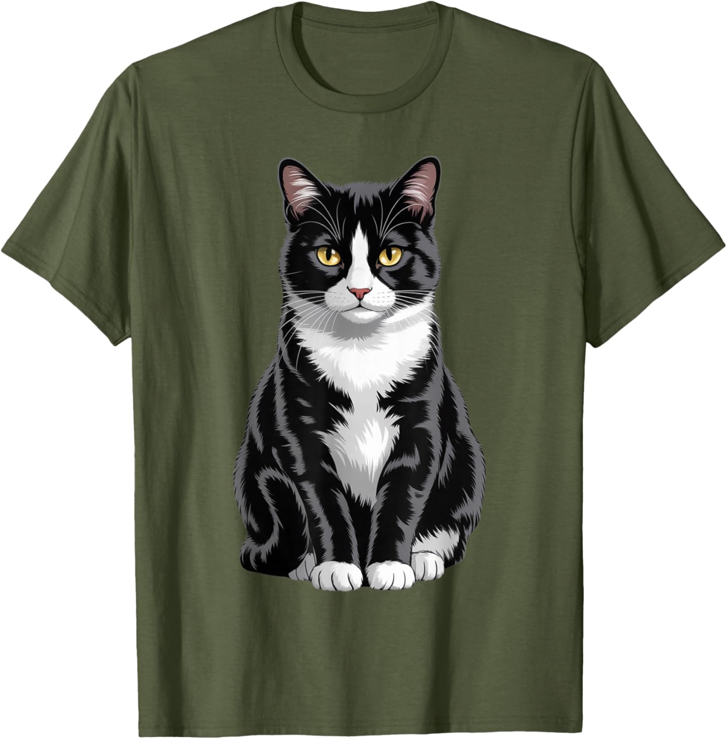 Majestic Tuxedo Cat Art T-Shirt for Cat Lovers - Unisex Kids and Adults - 15